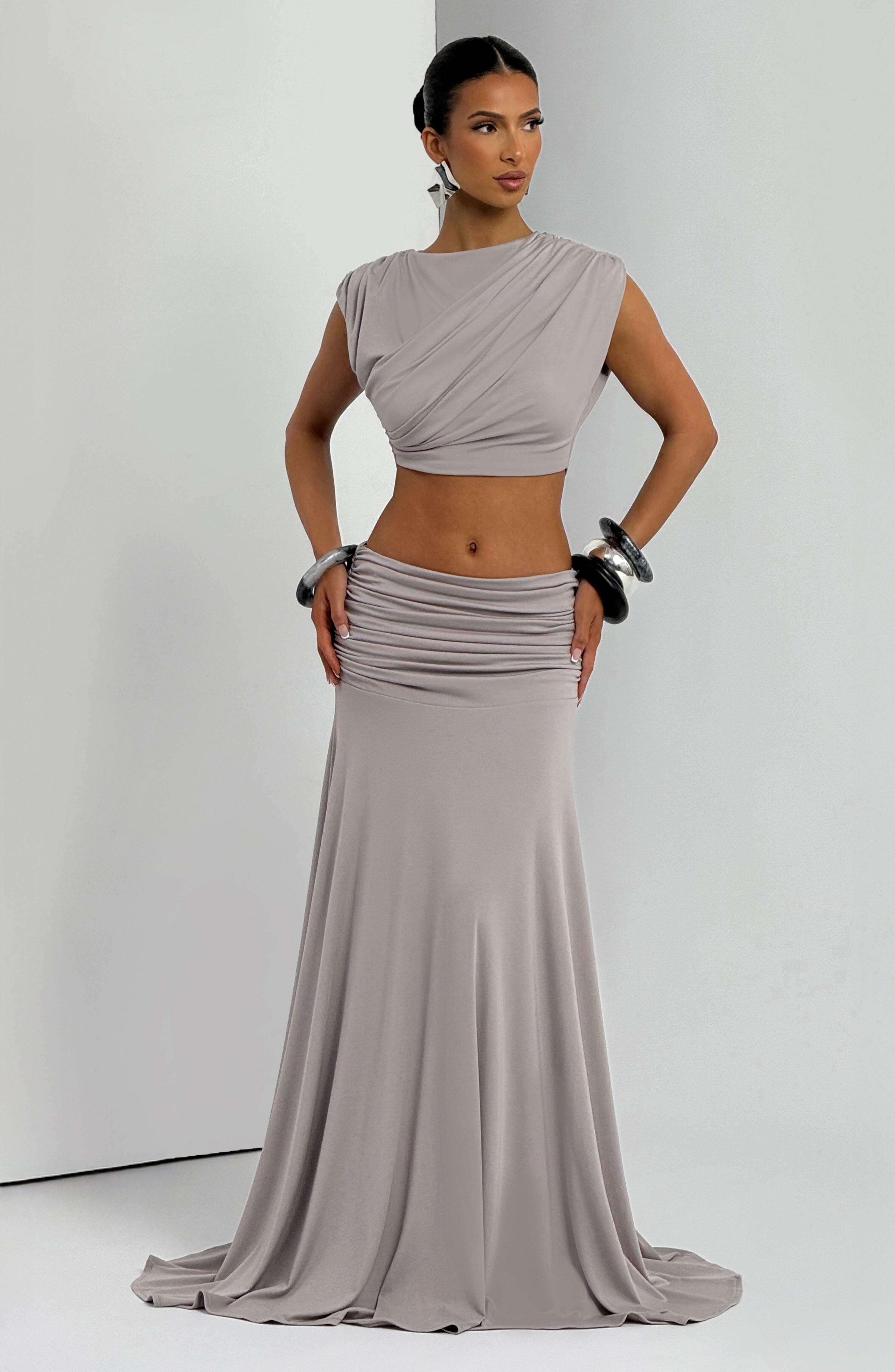 Paige Maxi Skirt - Light Grey - Image 7