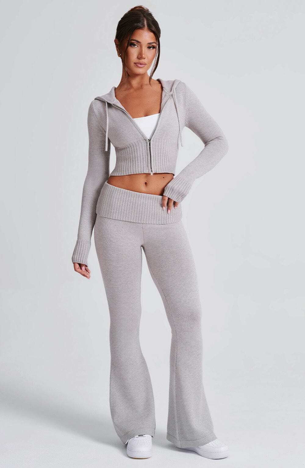 Portia Knit Pants - Light Grey Marl - Image 11