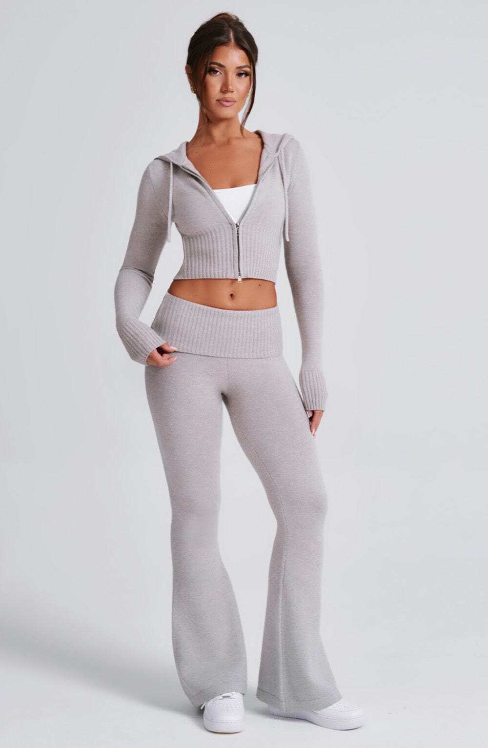 Portia Knit Pants - Light Grey Marl - Image 12