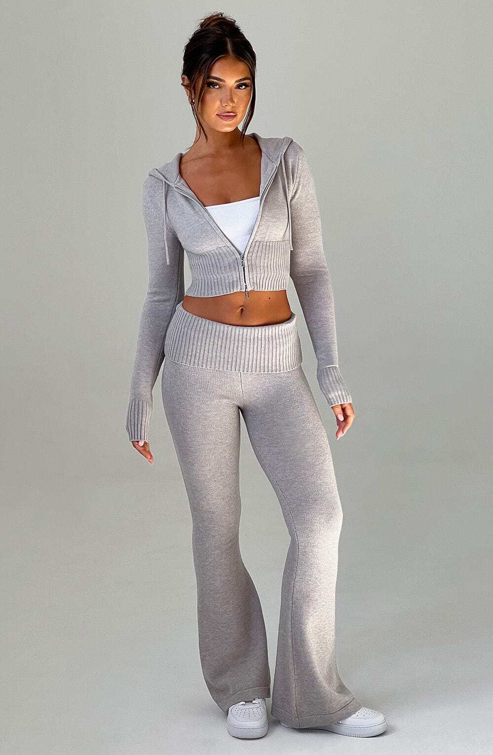 Portia Knit Pants - Light Grey Marl - Image 7