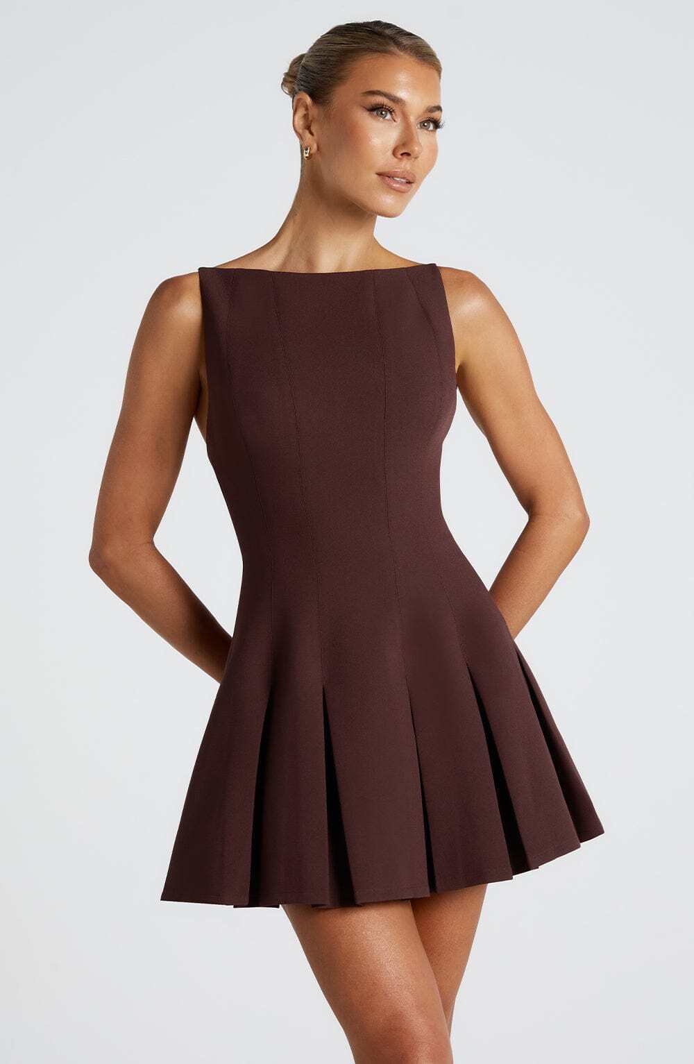 Rory Mini Dress - Plum Brown - Image 3