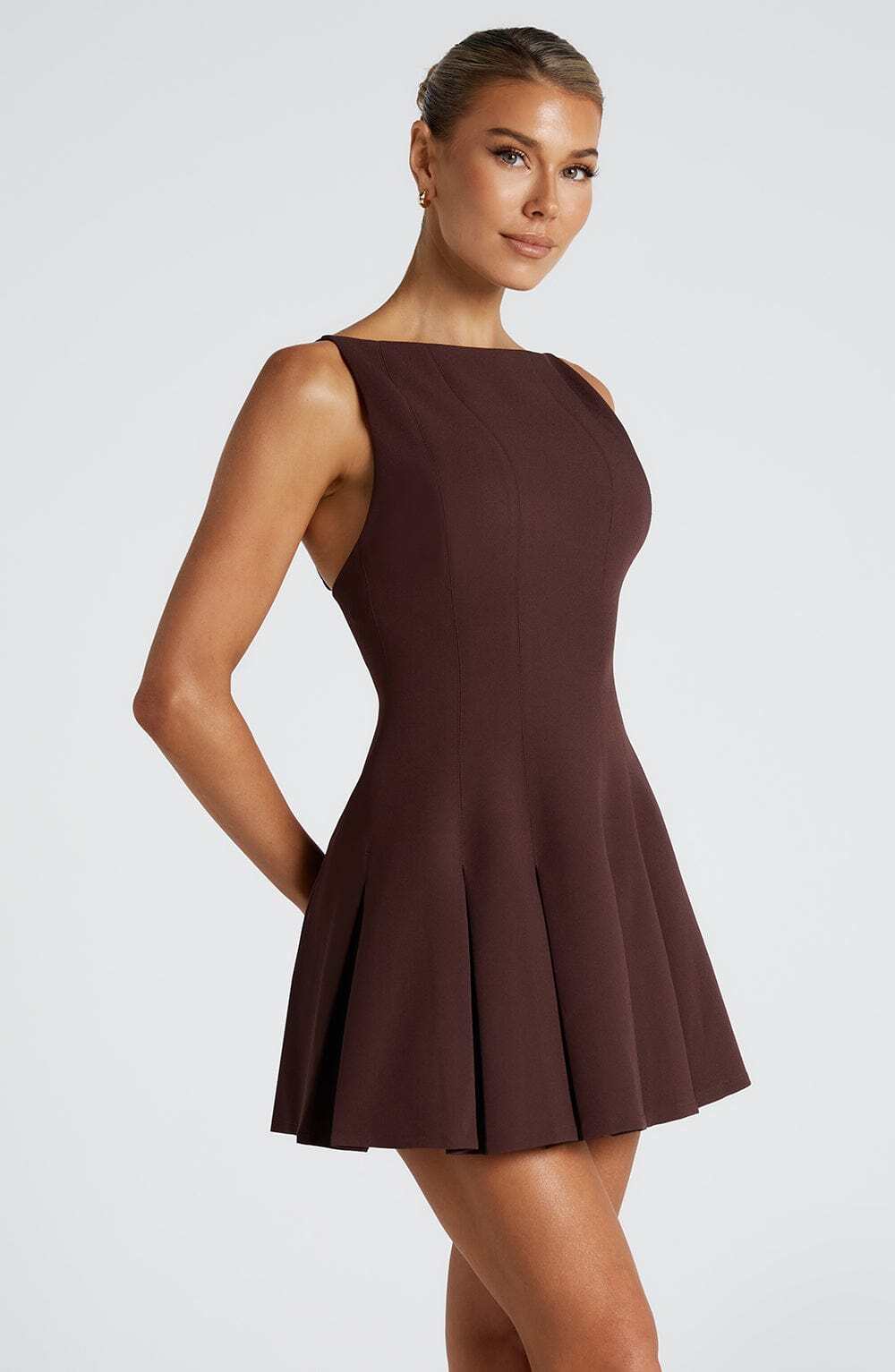 Rory Mini Dress - Plum Brown - Image 4