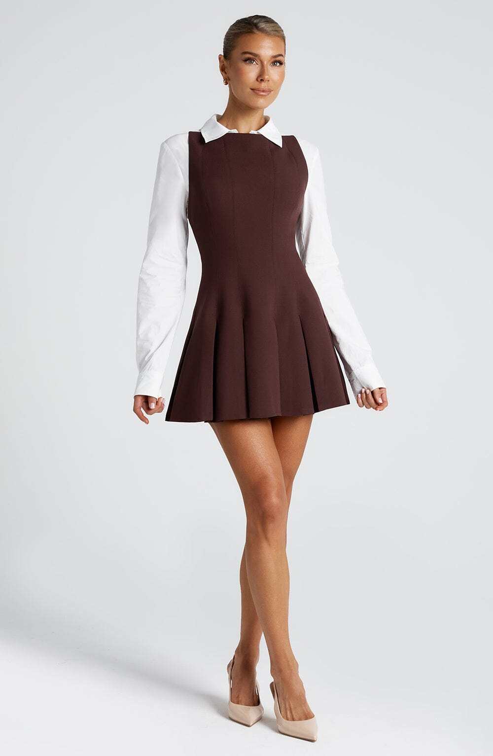 Rory Mini Dress - Plum Brown - Image 7