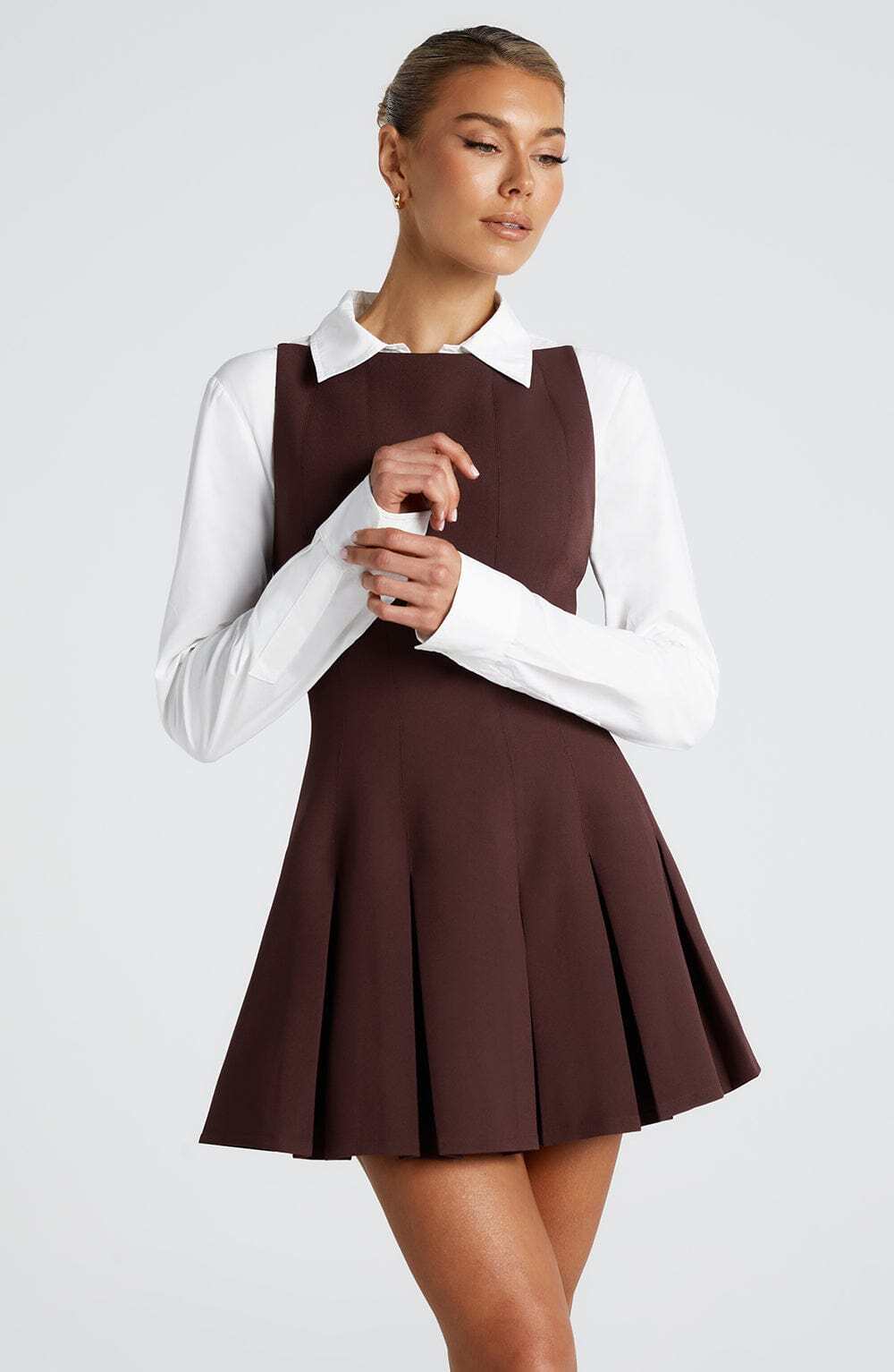 Rory Mini Dress - Plum Brown - Image 8