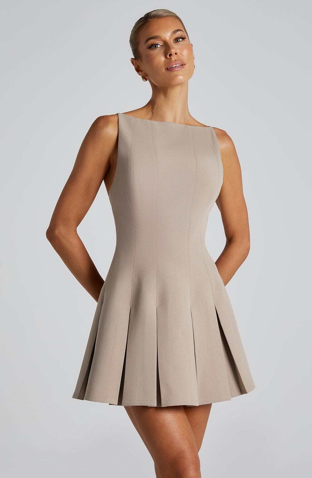 Rory Mini Dress - Taupe - Image 6