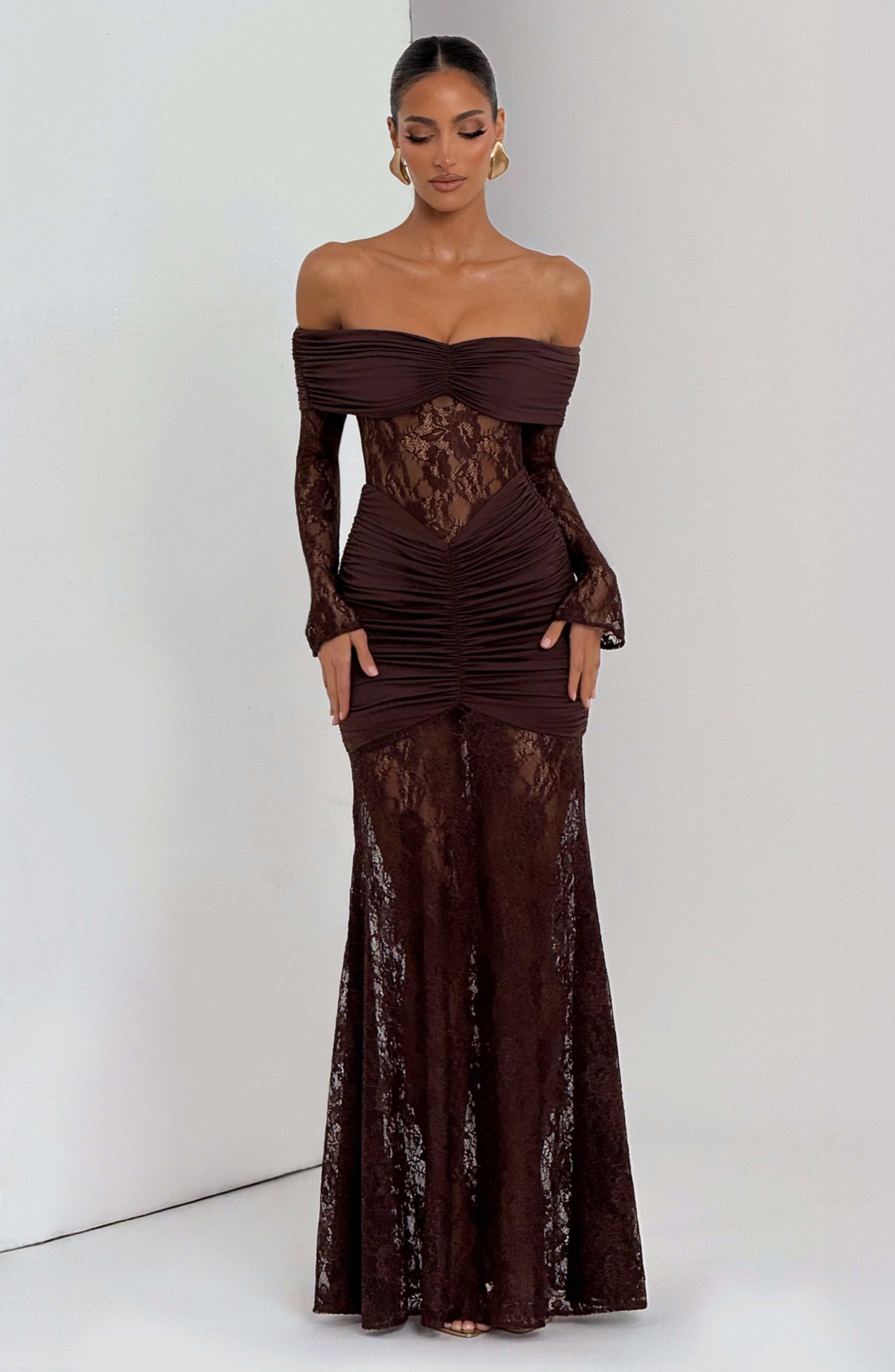 Sauline Maxi Dress - Plum Brown - Image 6