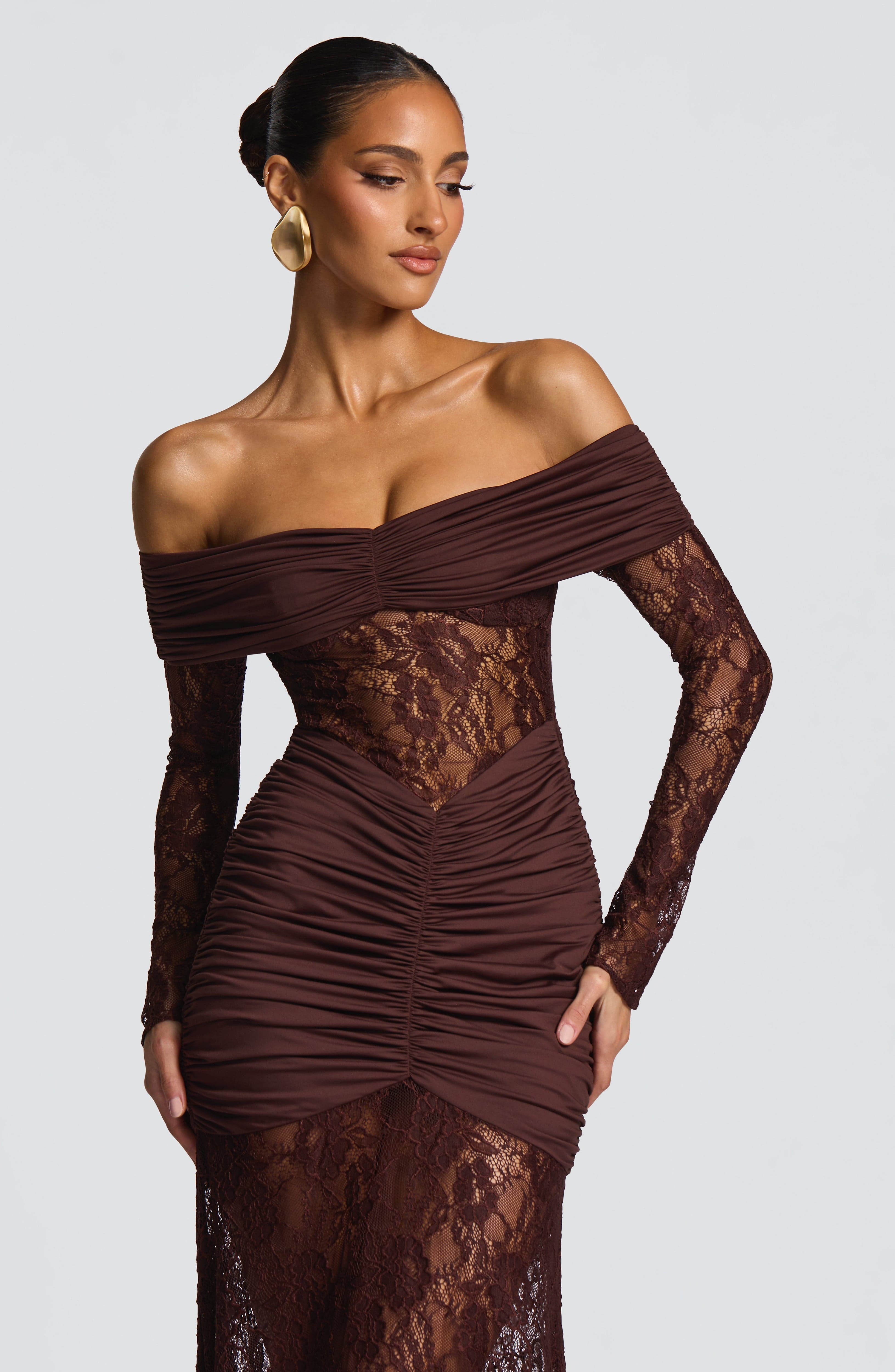 Sauline Maxi Dress - Plum Brown - Image 5