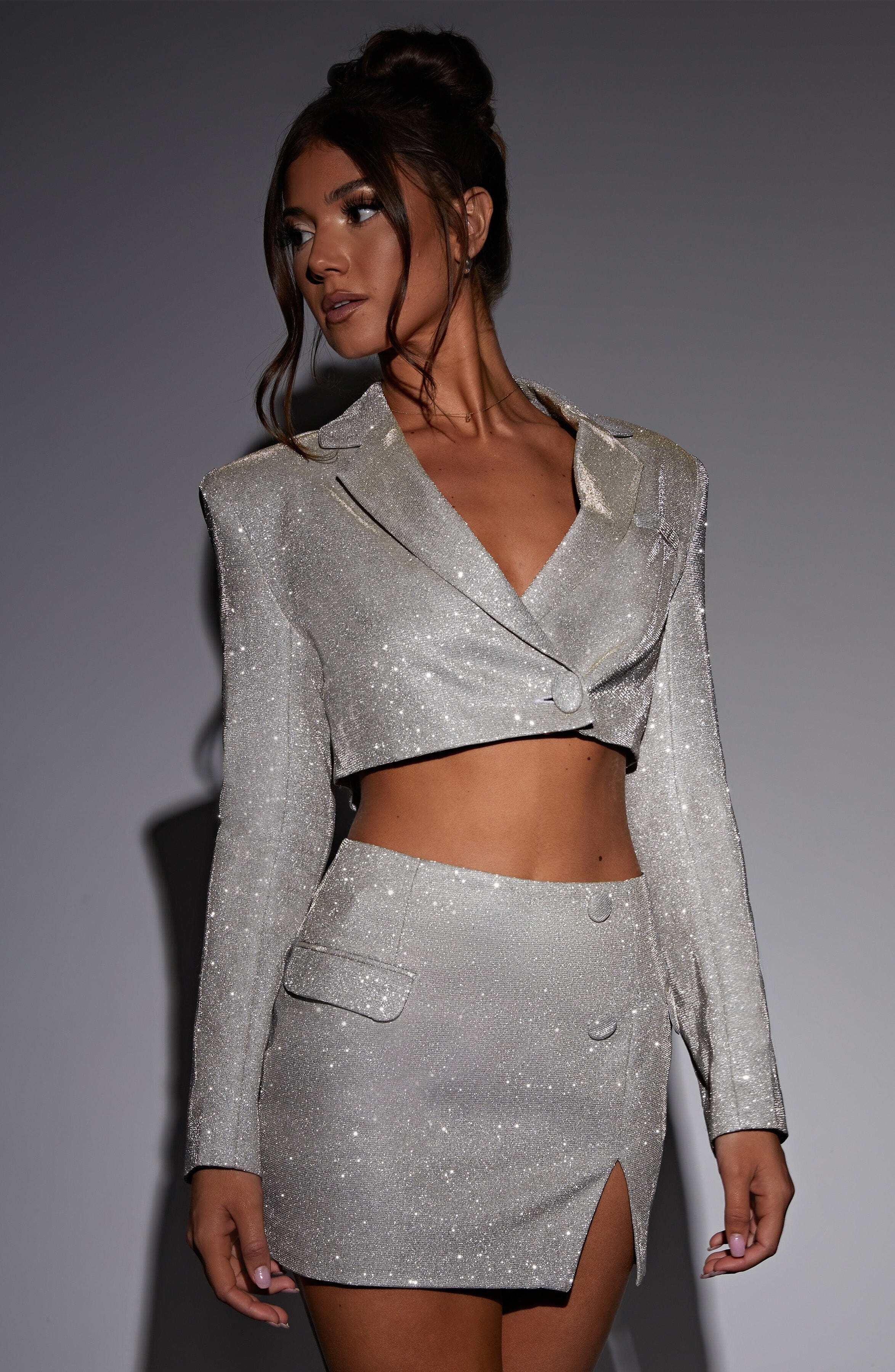 Stefania Mini Skirt - White Gold Sparkle - Image 8