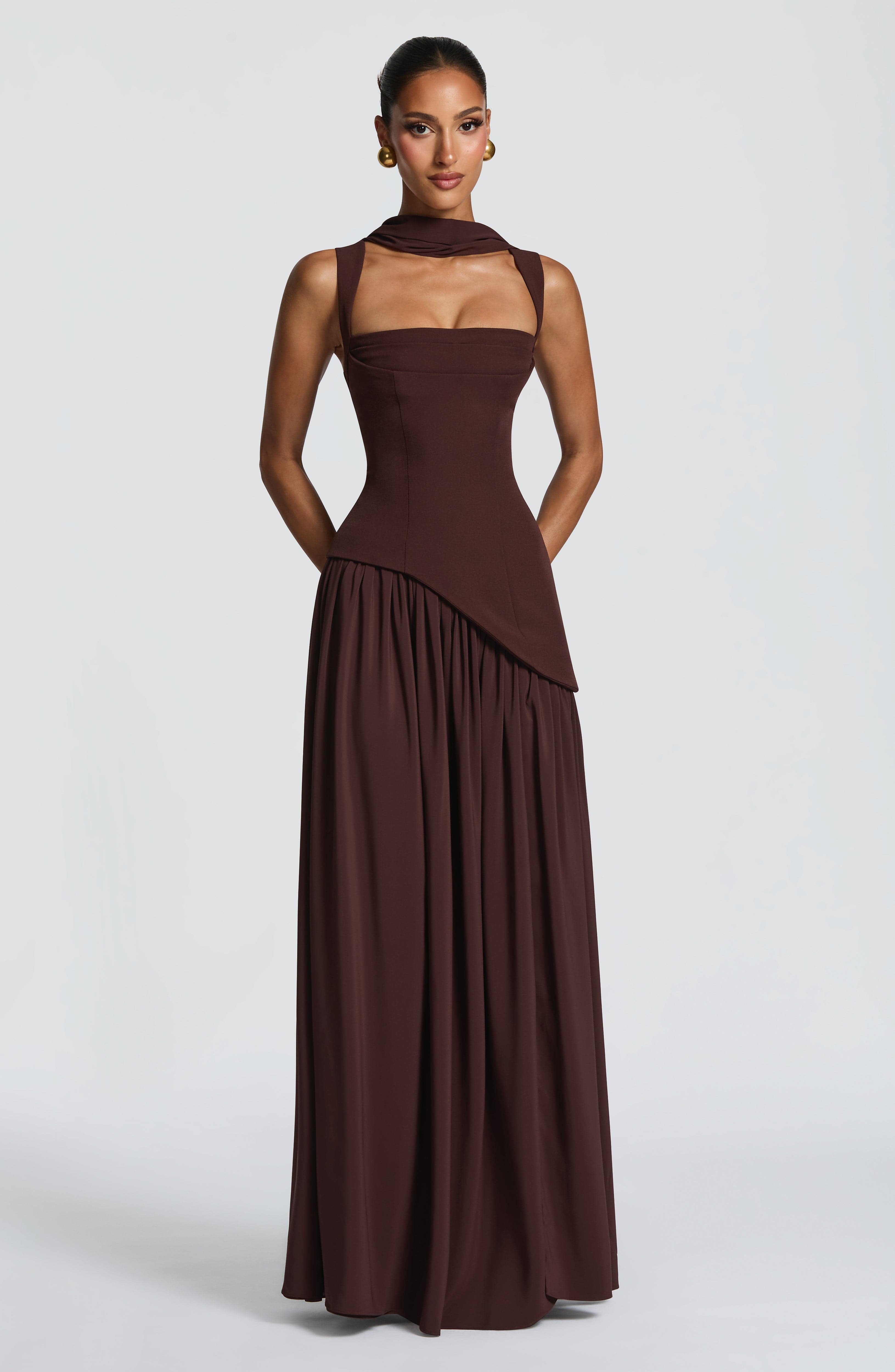 Tullulah Maxi Dress - Plum Brown - Image 9