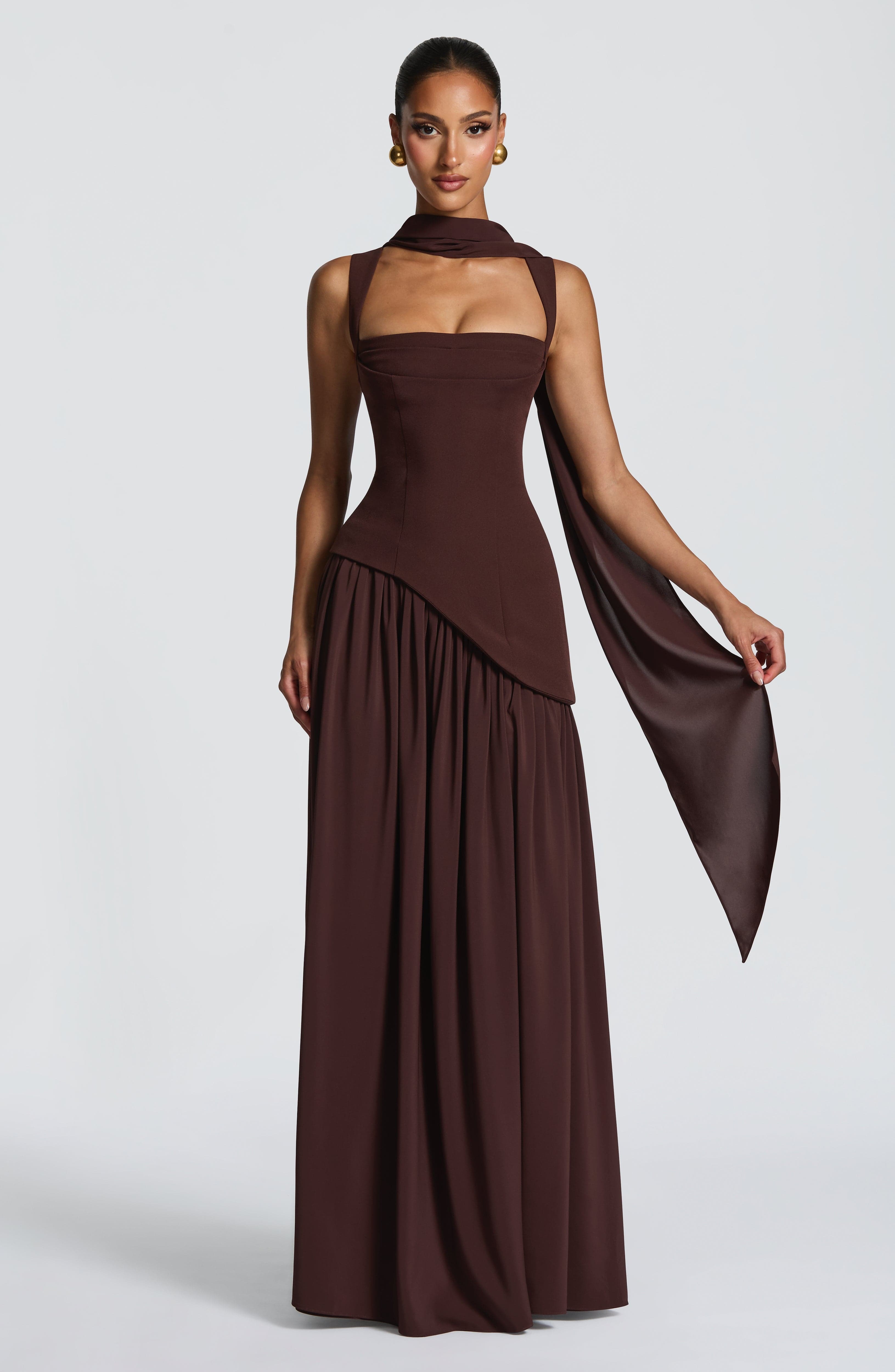 Tullulah Maxi Dress - Plum Brown - Image 2