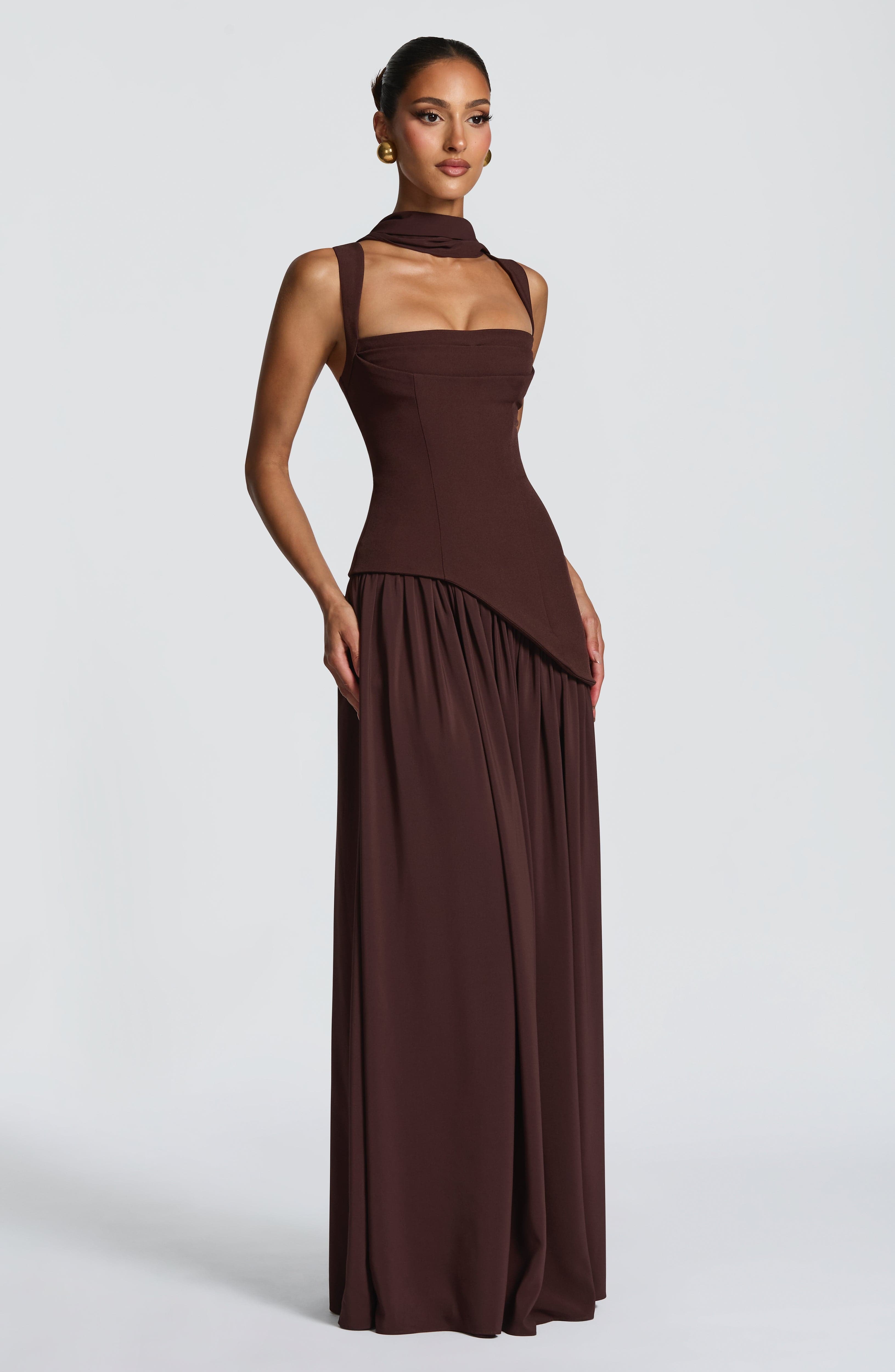 Tullulah Maxi Dress - Plum Brown - Image 7