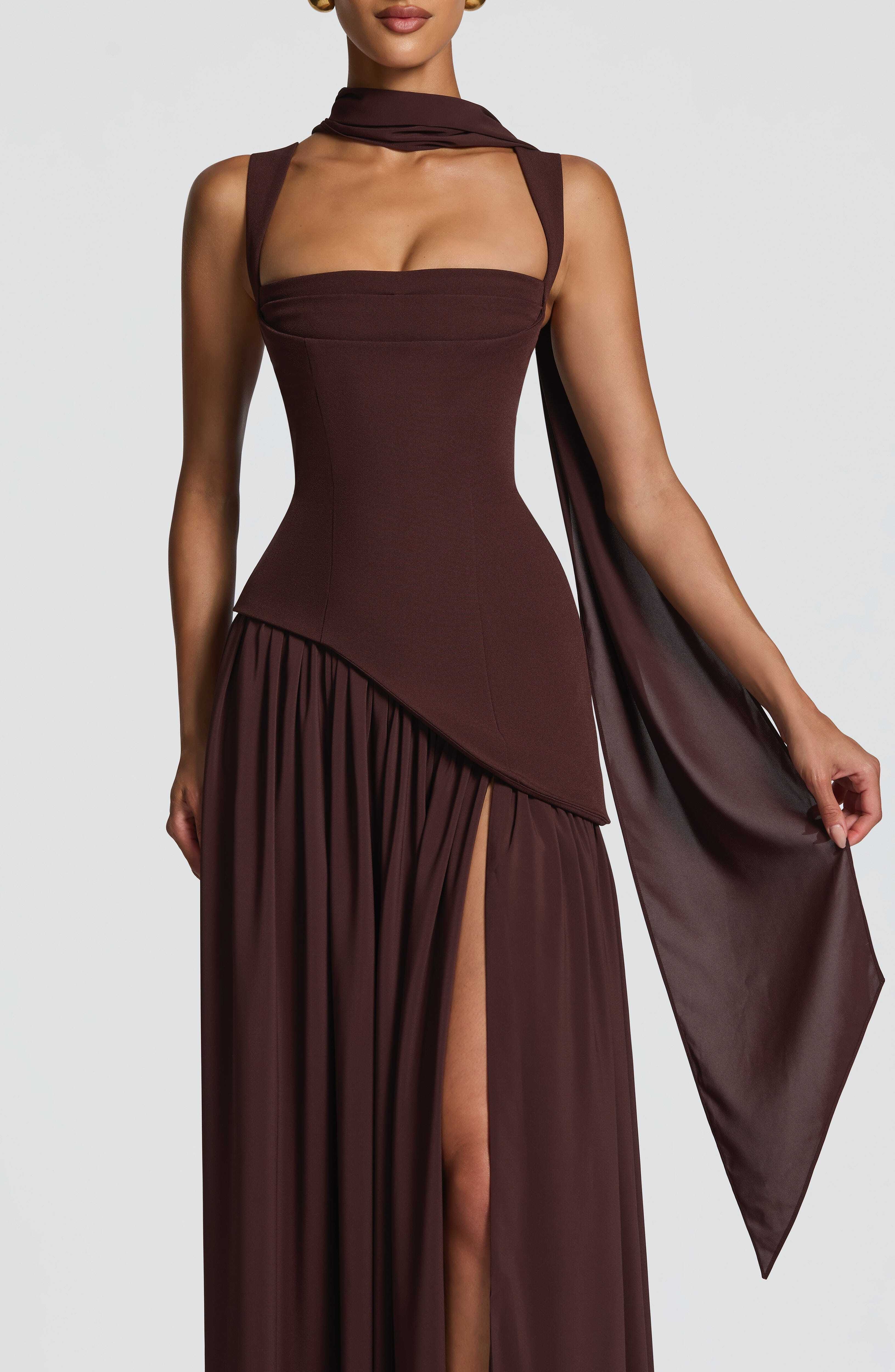 Tullulah Maxi Dress - Plum Brown - Image 6