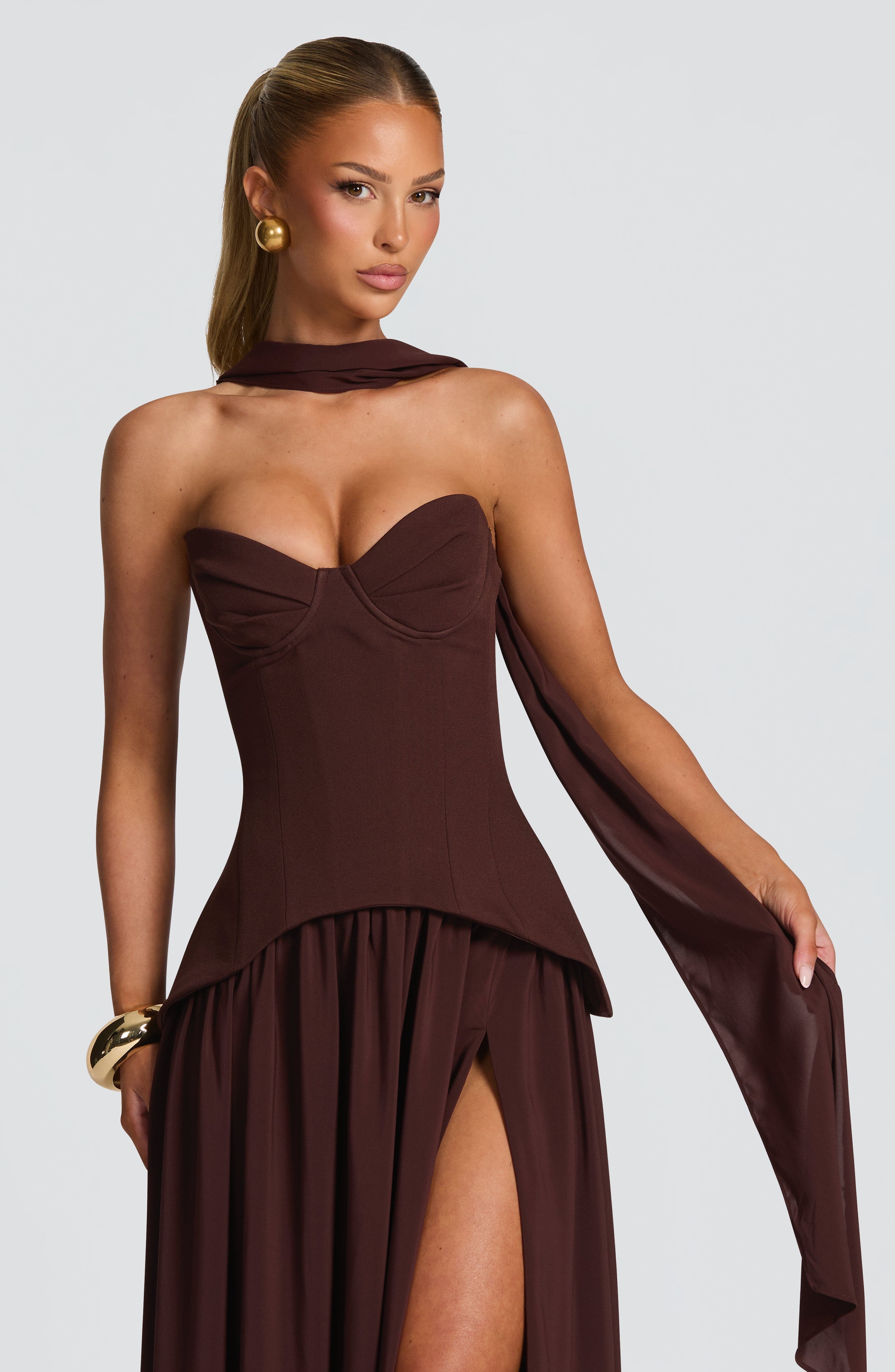 Vietta Maxi Dress - Plum Brown - Image 8