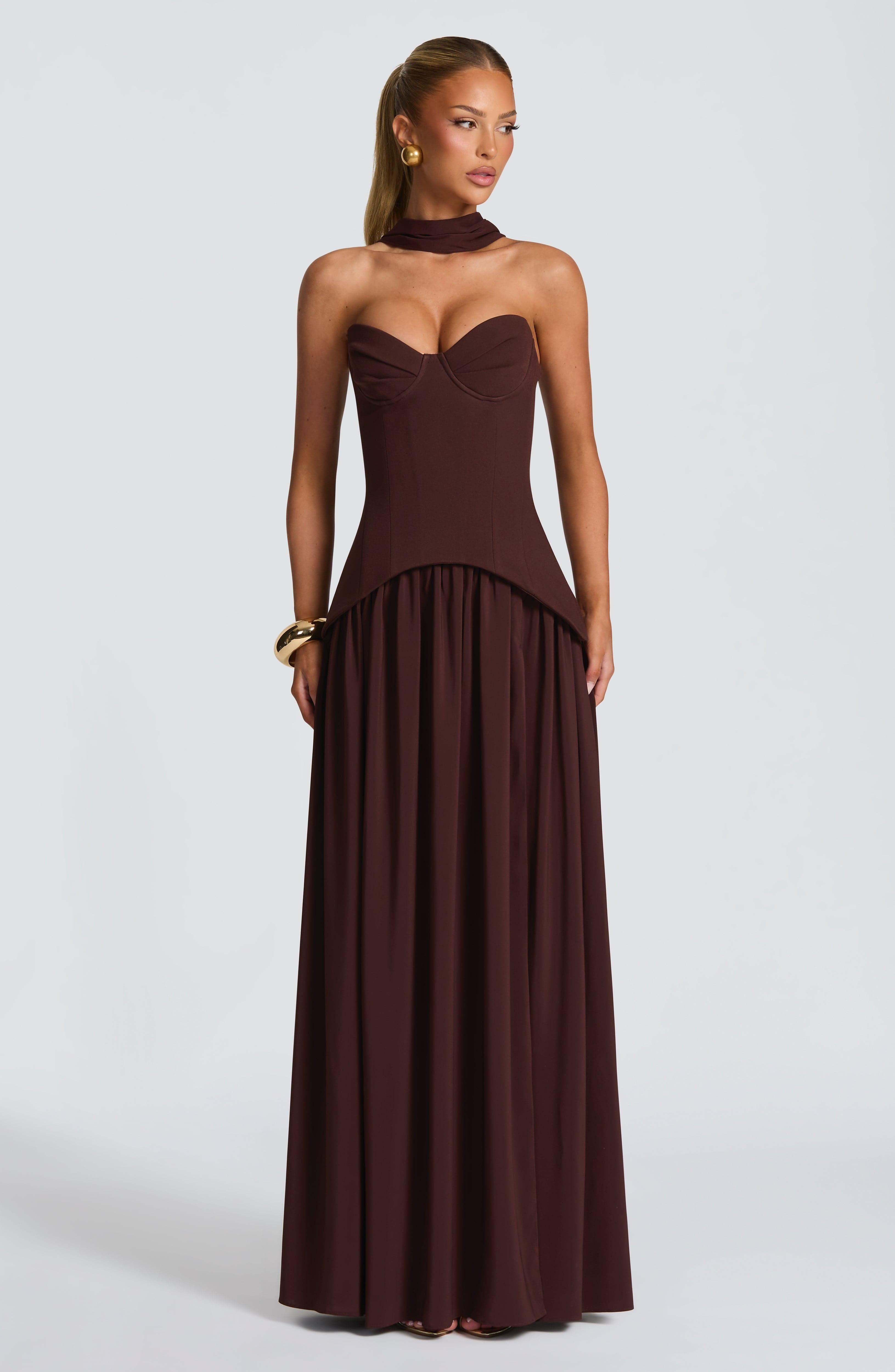 Vietta Maxi Dress - Plum Brown - Image 4