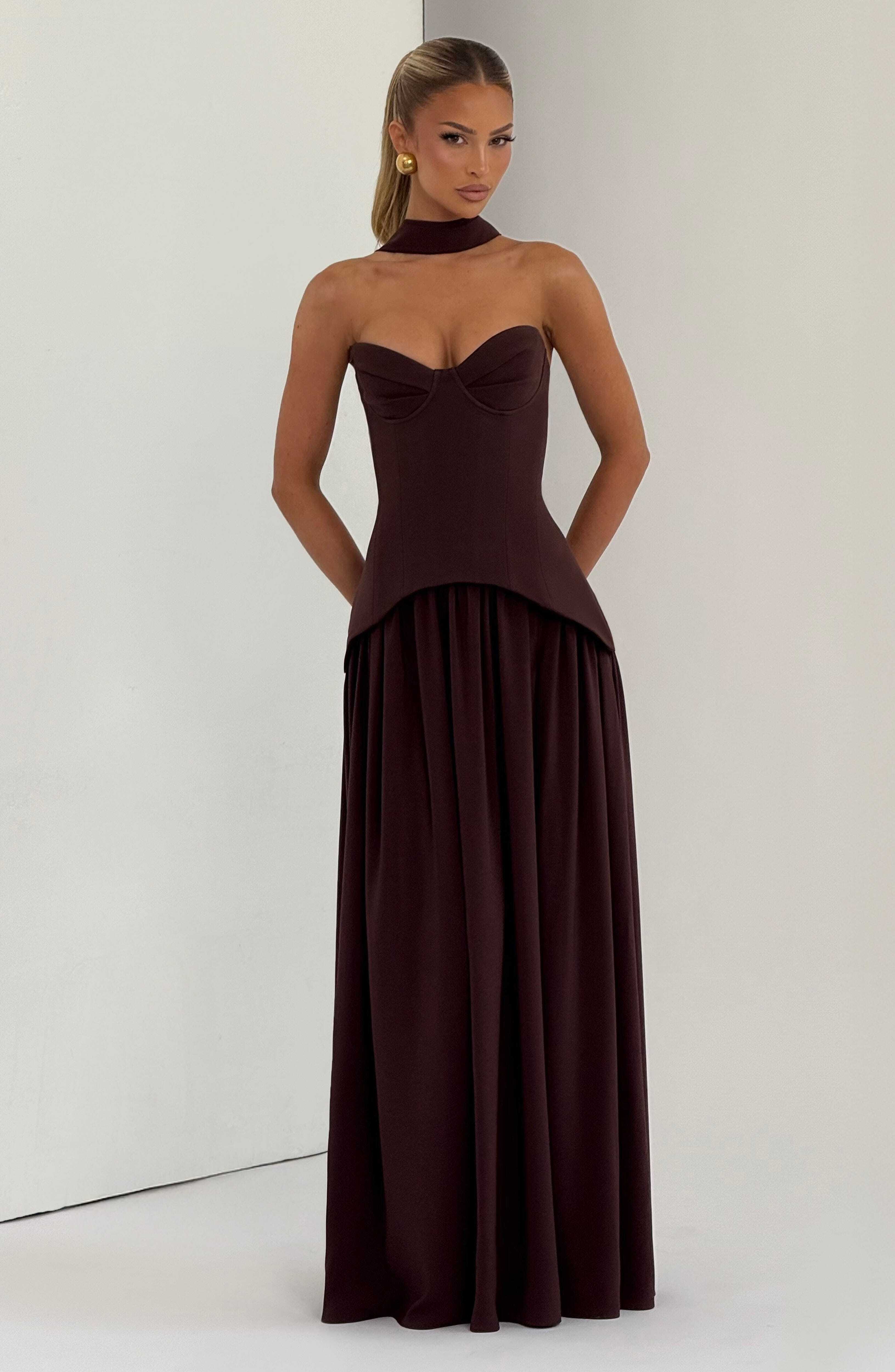 Vietta Maxi Dress - Plum Brown - Image 11