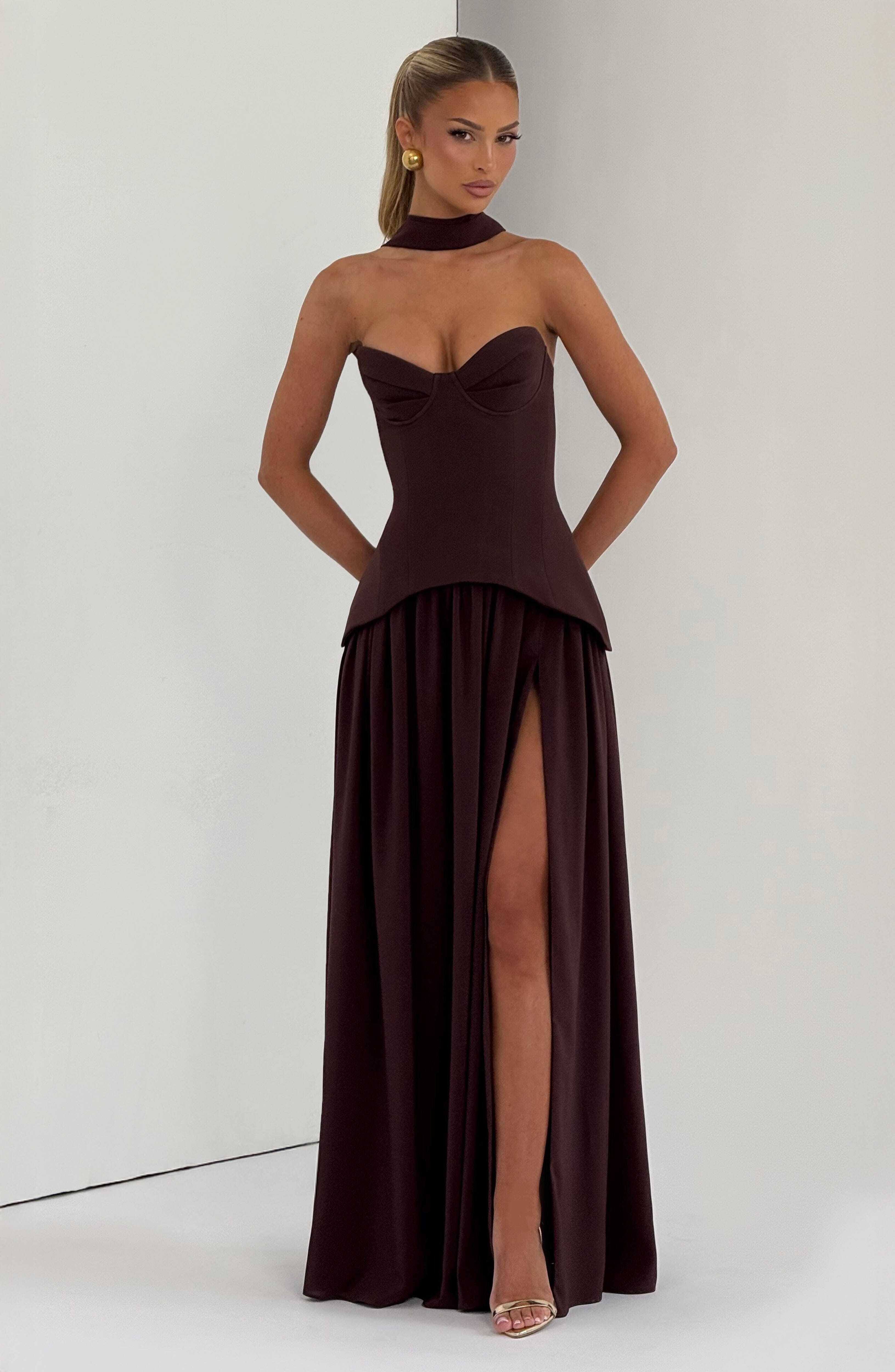 Vietta Maxi Dress - Plum Brown - Image 9