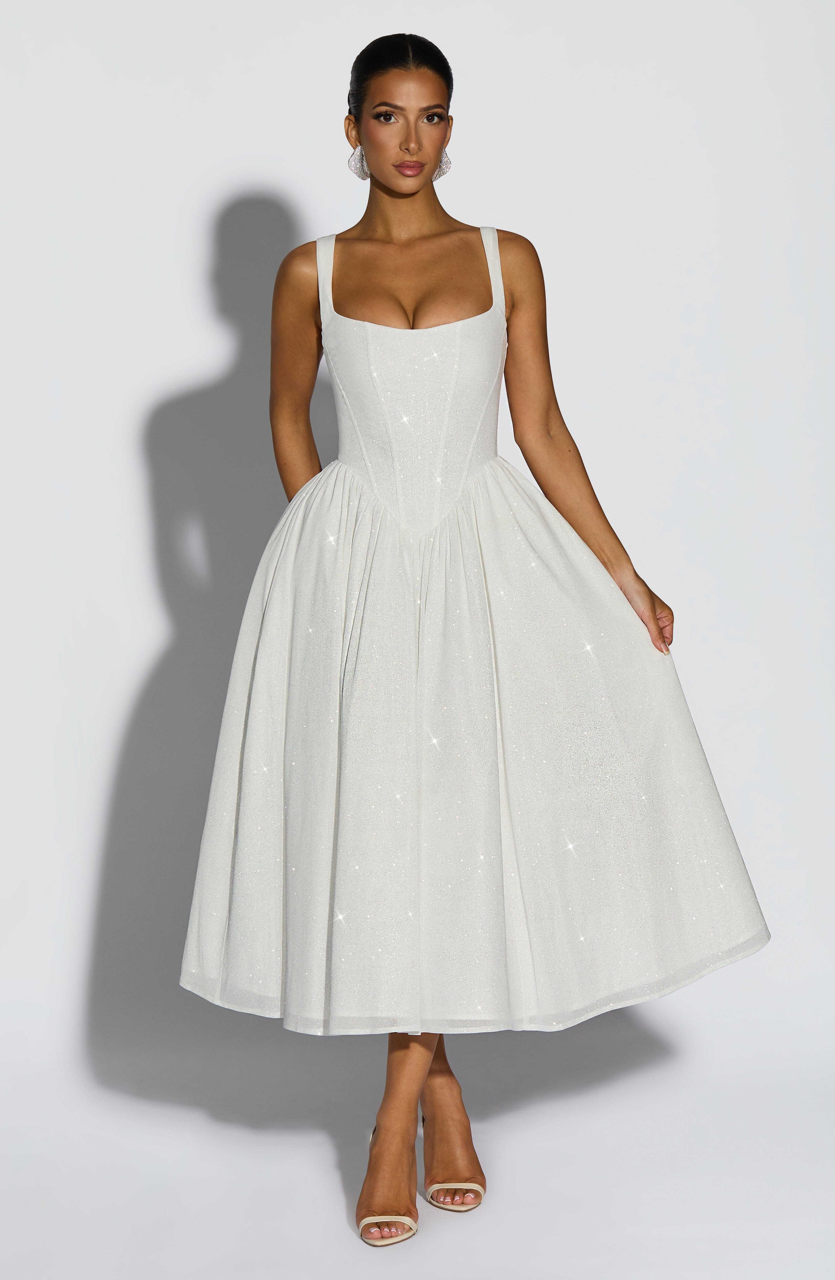 Vivienne Midi Dress - Ivory Sparkle