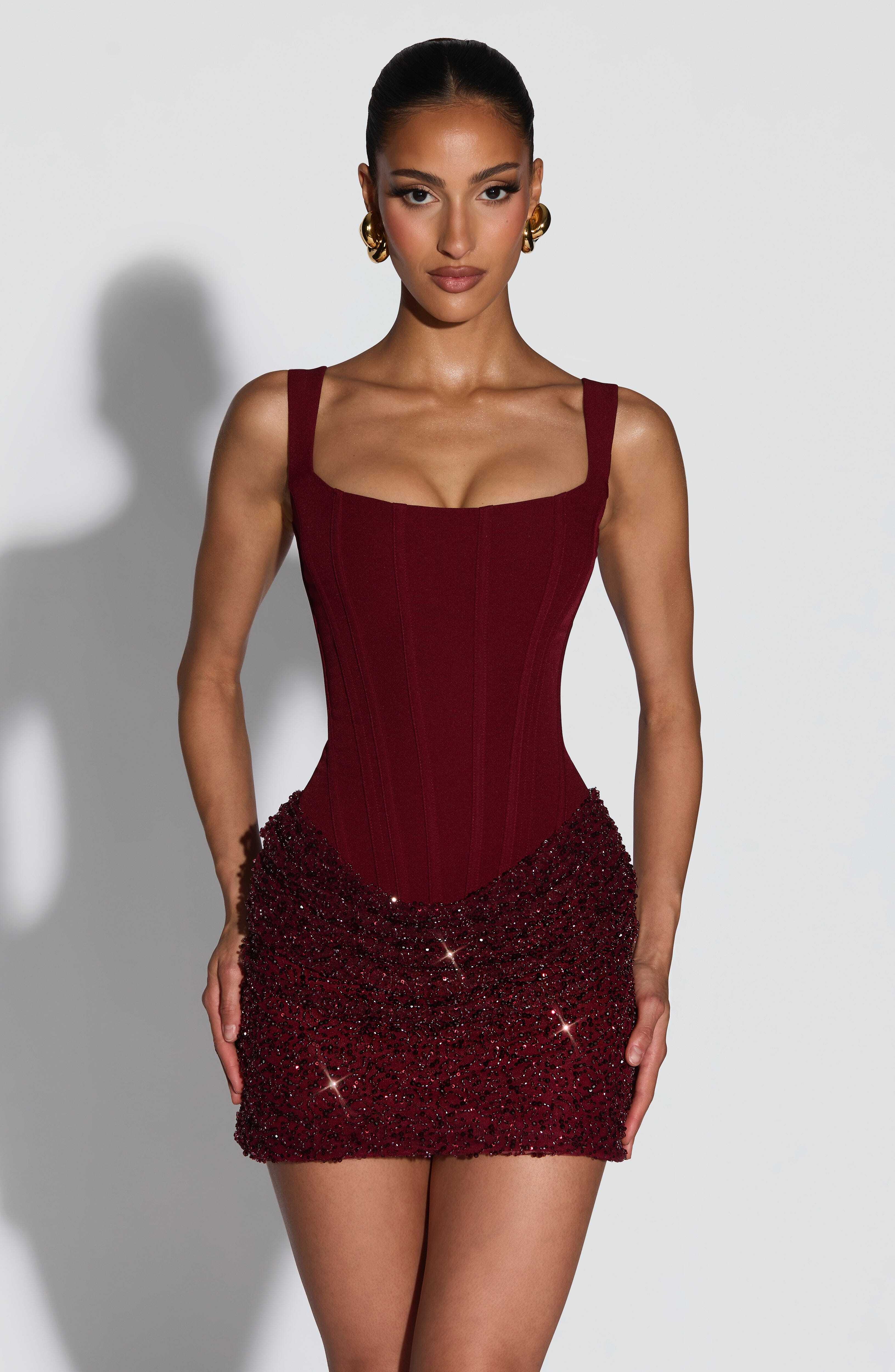 Yeona Mini Dress - Burgundy - Image 2