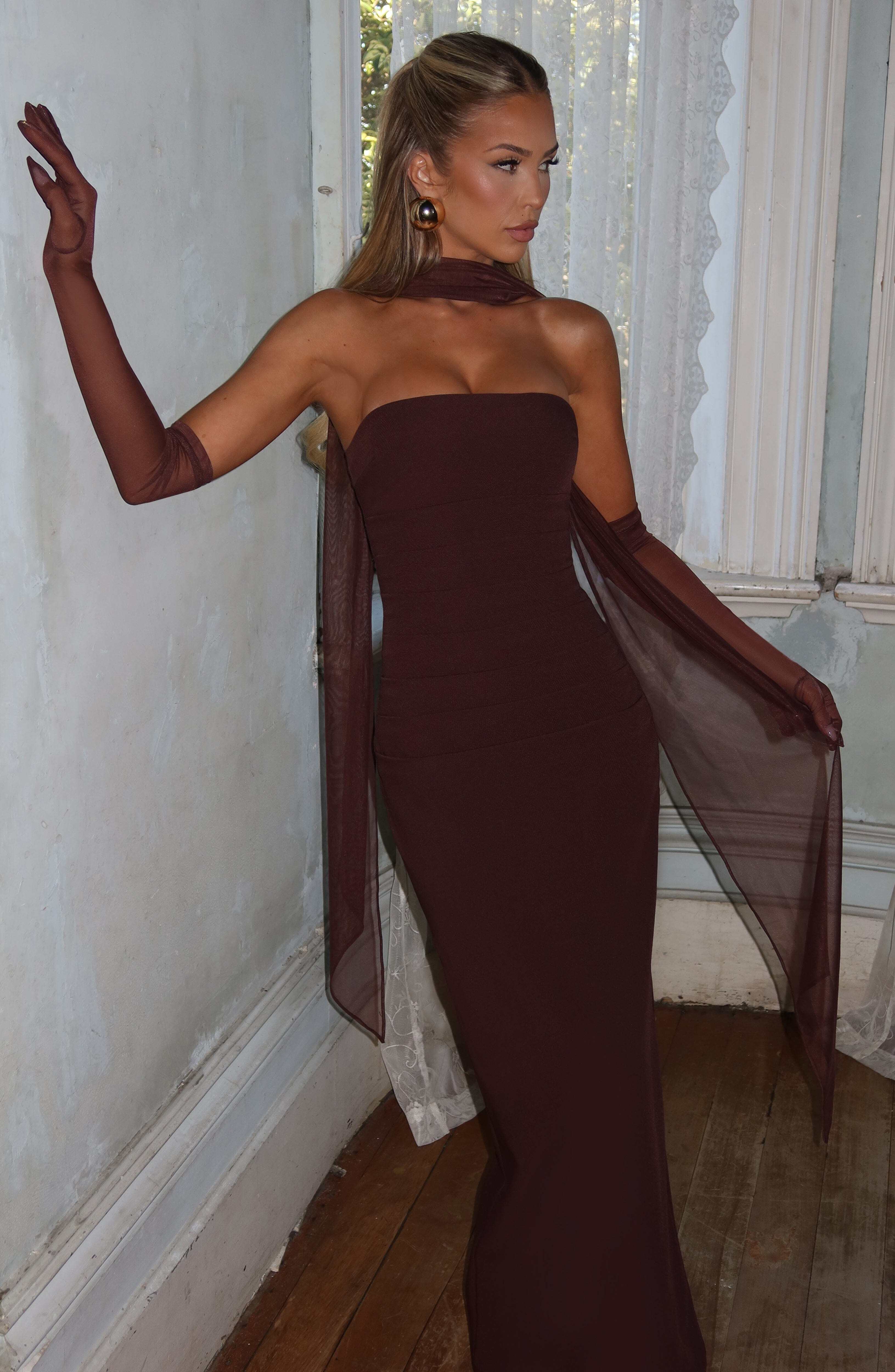 Yulia Maxi Dress - Plum Brown - Image 9
