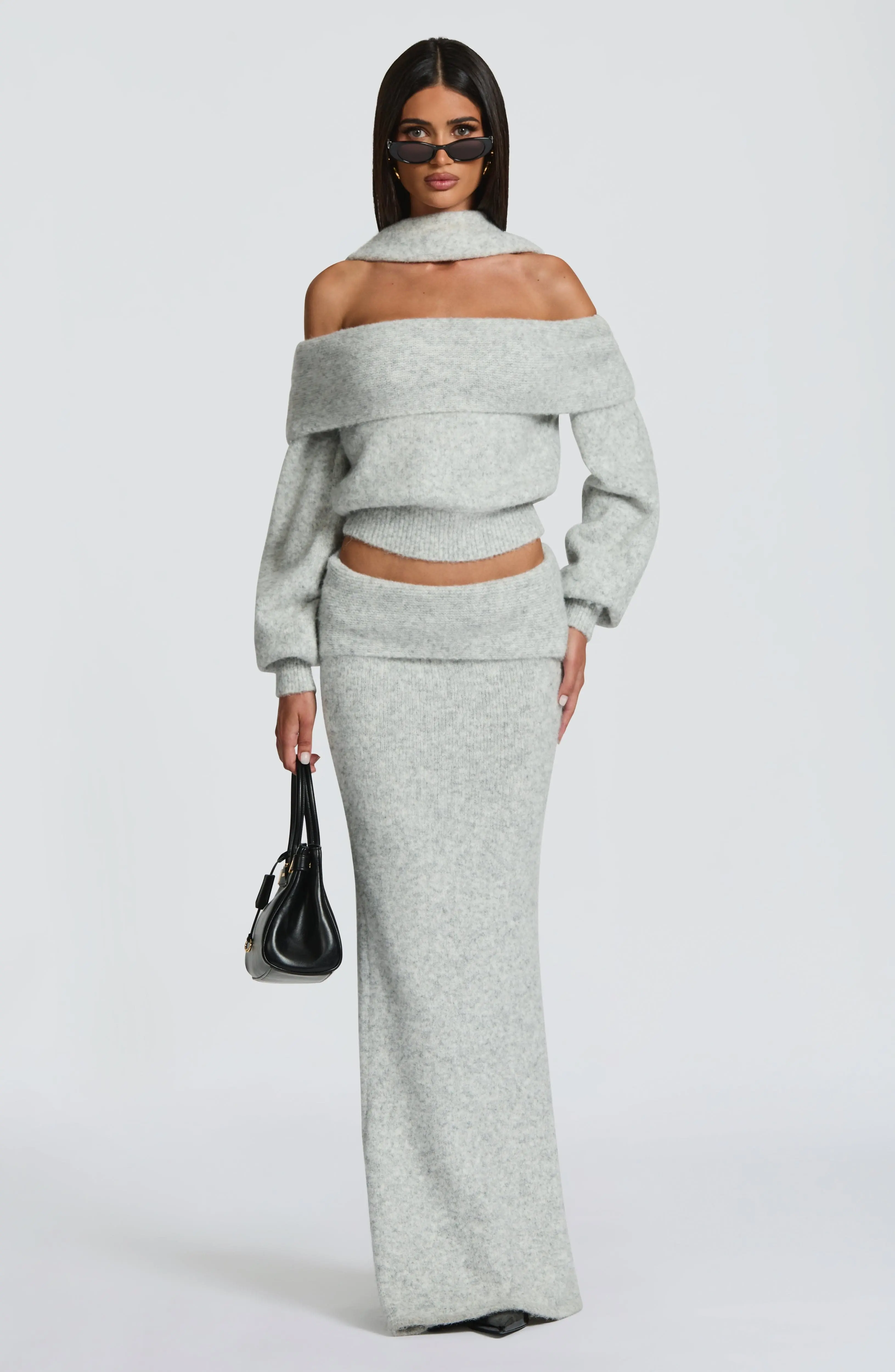Andie Maxi Skirt - Light Grey Marl