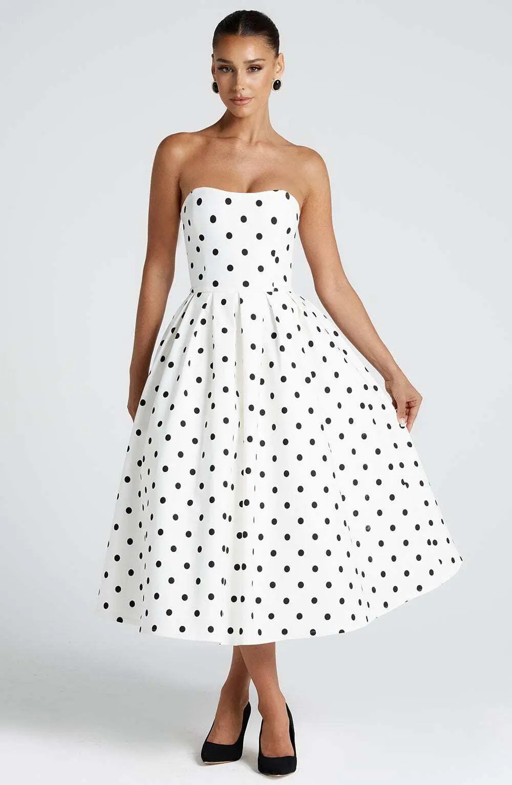 Edith Midi Dress - Black Polka Dot Print - Image 7