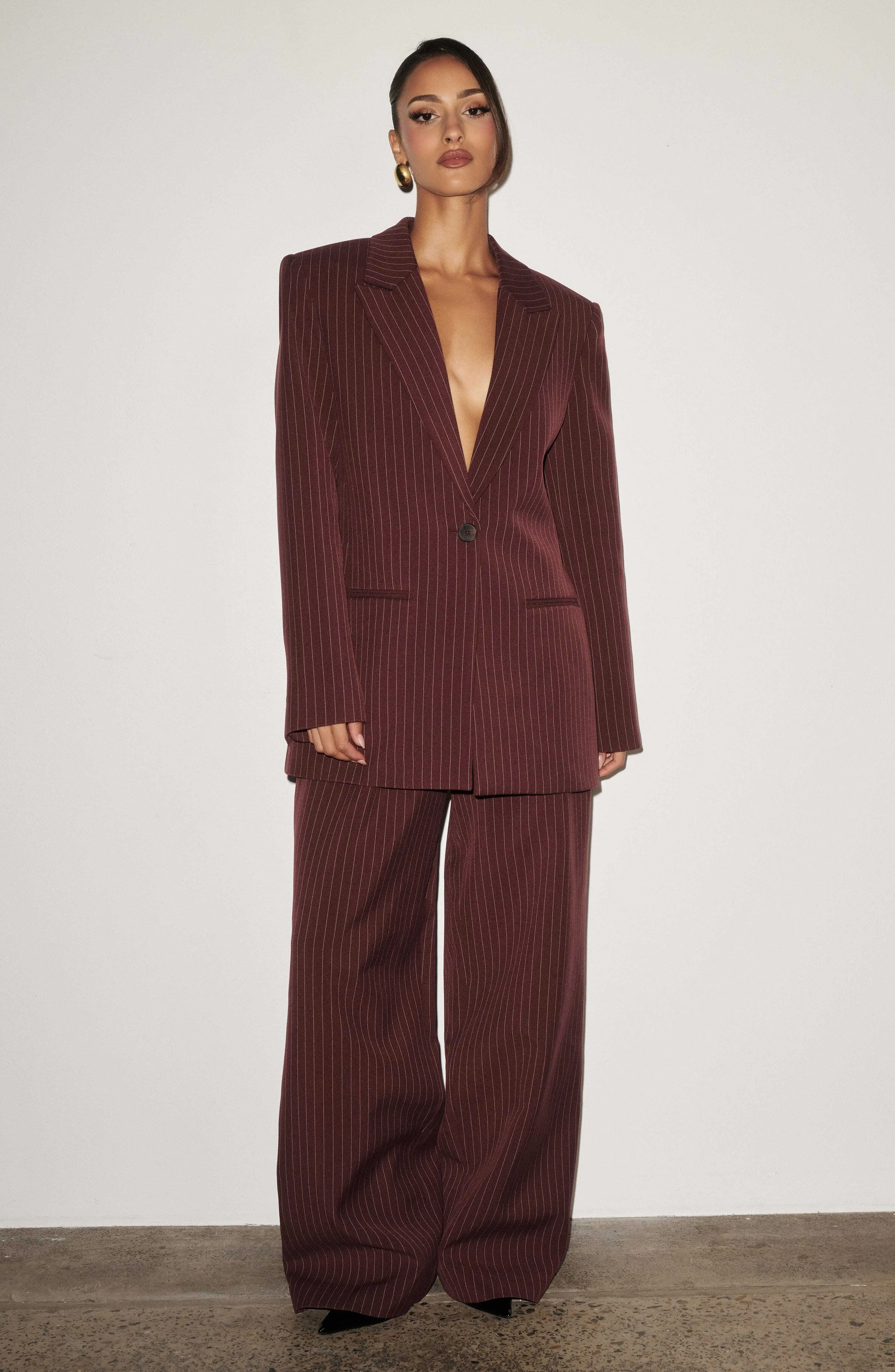 Reece Blazer - Burgundy Pinstripe - Image 4