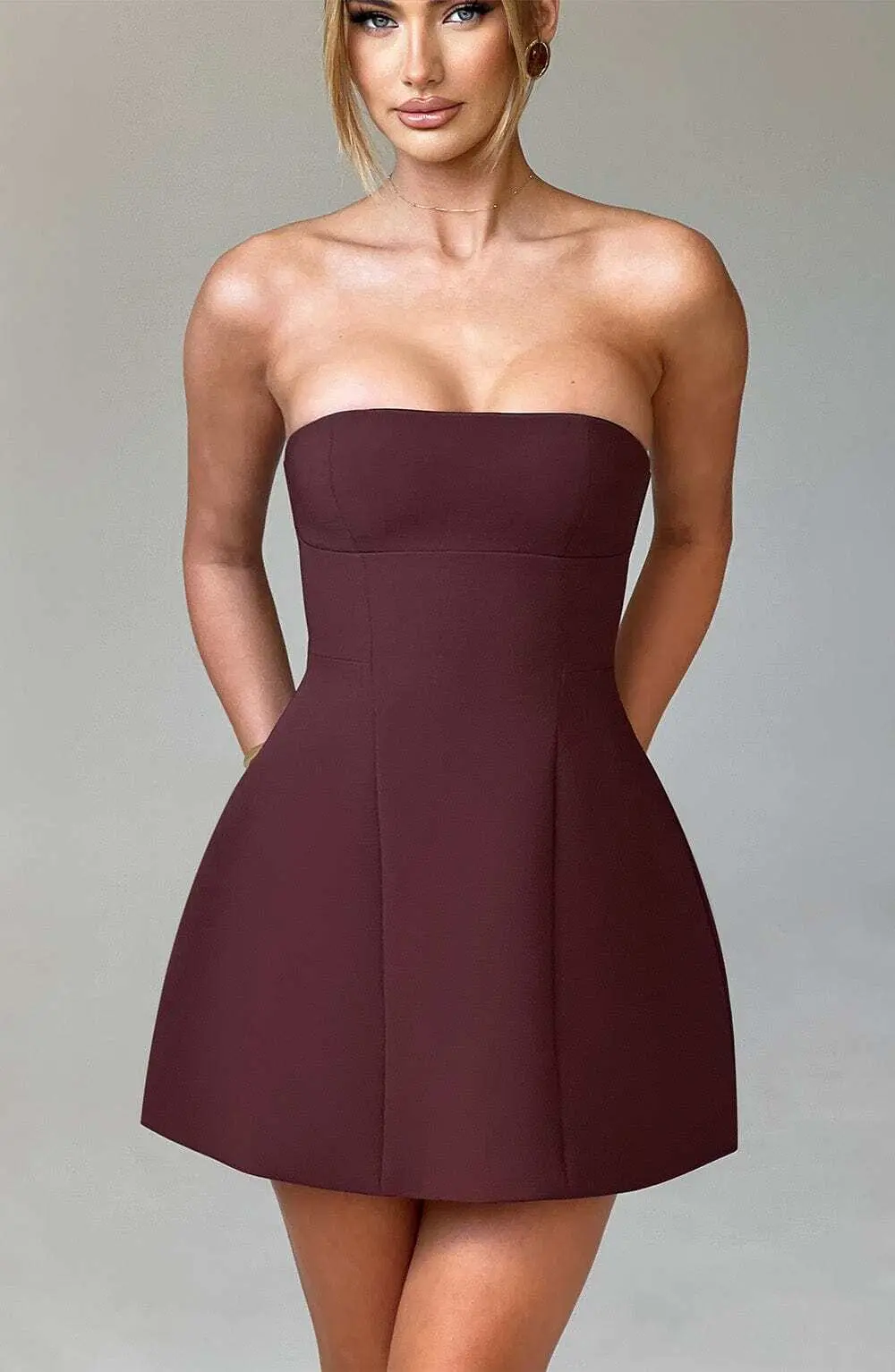 Asha Mini Dress - Brown - Image 8