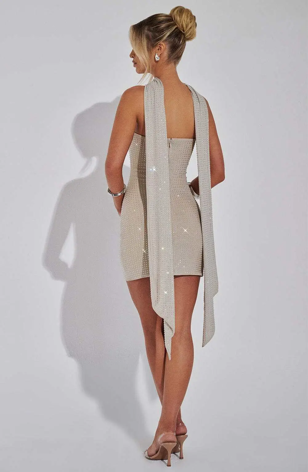 Ginni Mini Dress - Silver/Nude - Image 6