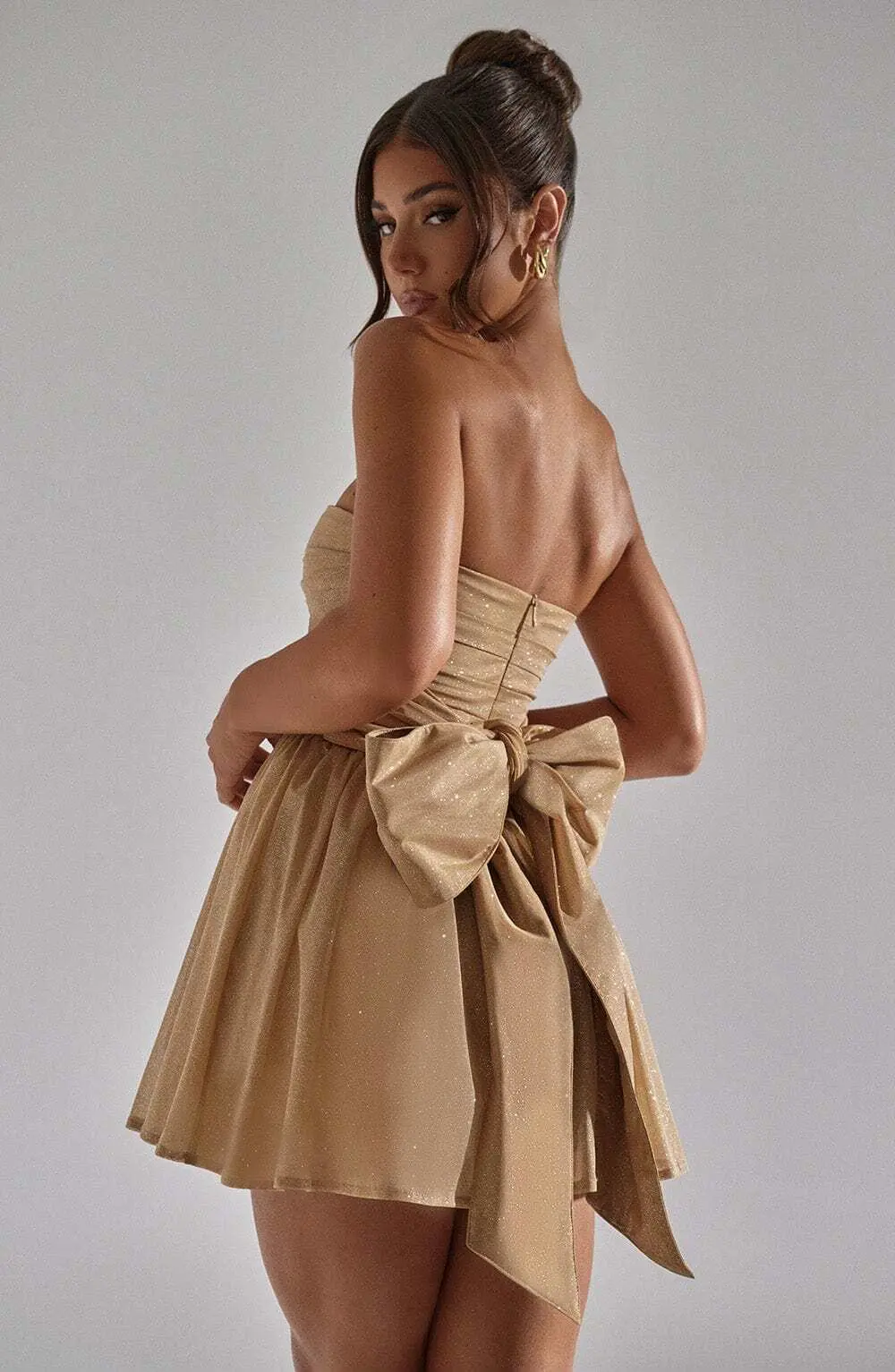 Katrina Mini Dress - Gold Sparkle - Image 9