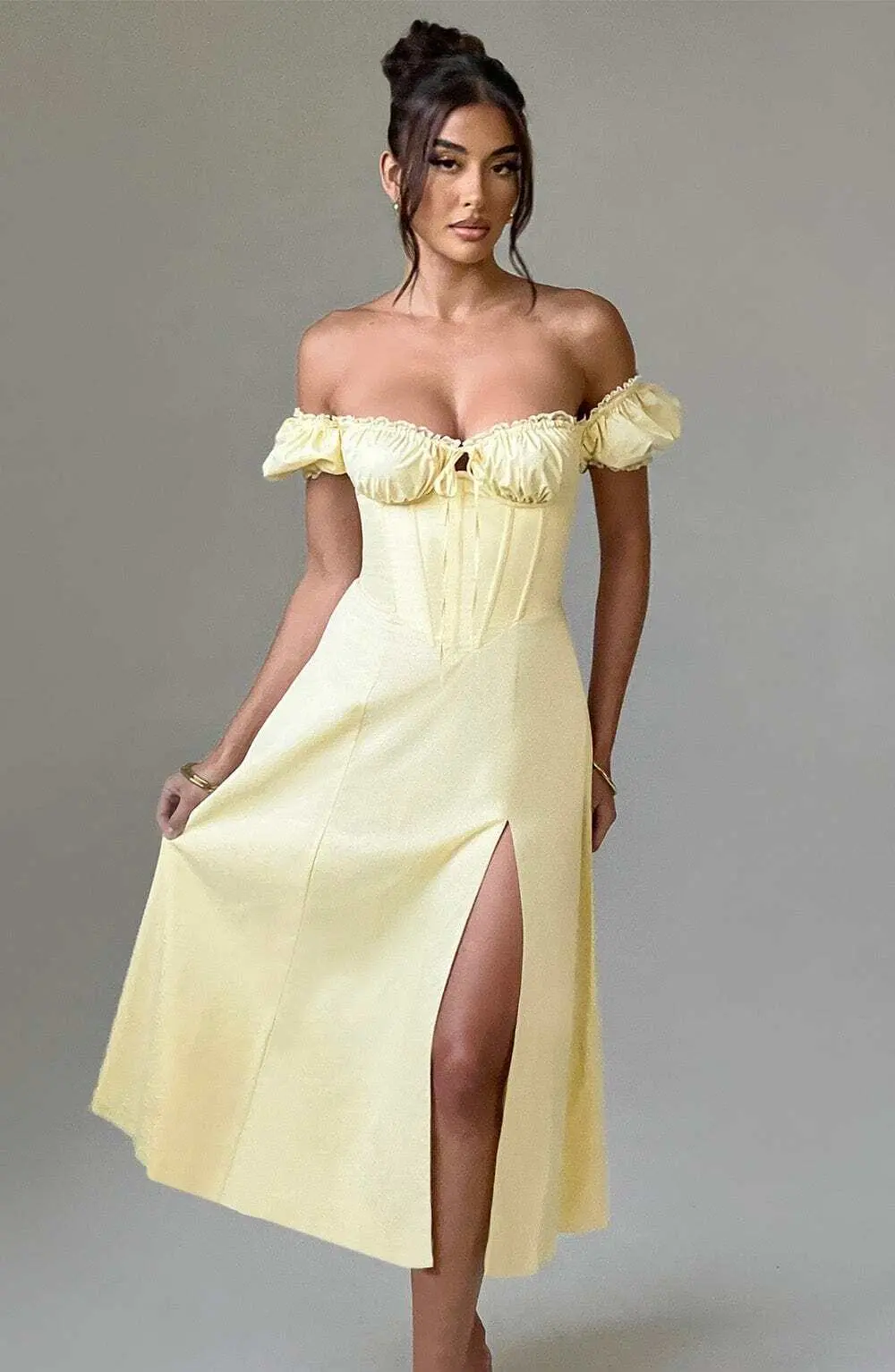 Courtney Midi Dress - Lemon - Image 8