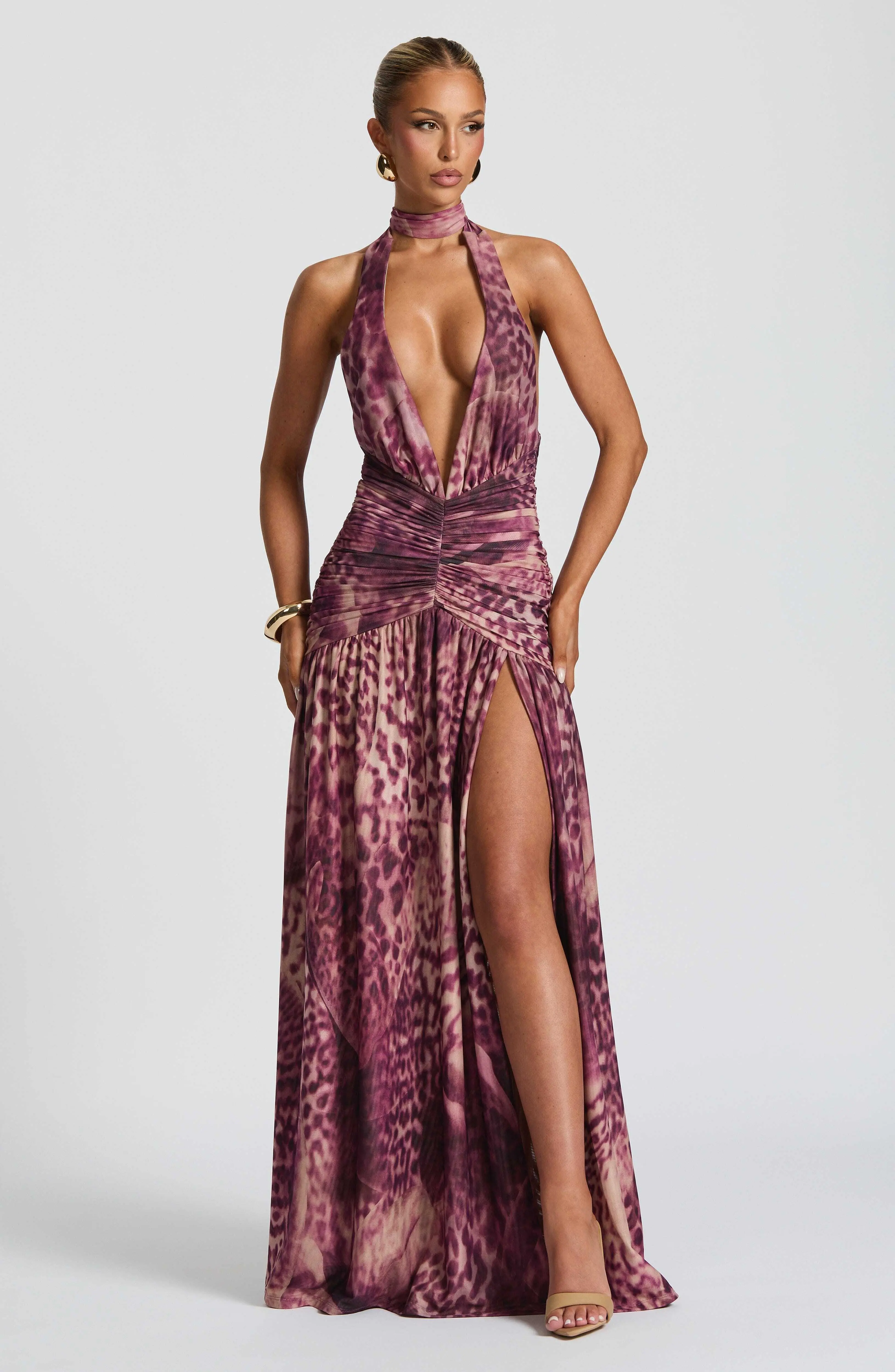 Melania Maxi Dress - Magenta Orchid Print - Image 6
