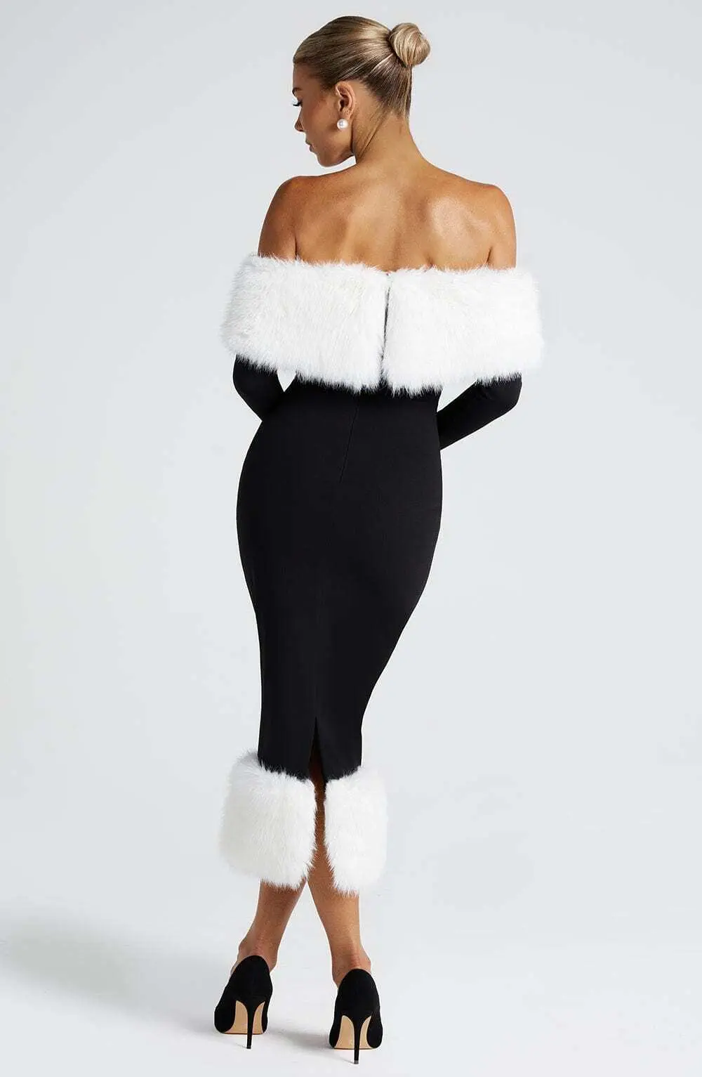 Vittoria Midi Dress - Black/White - Image 3