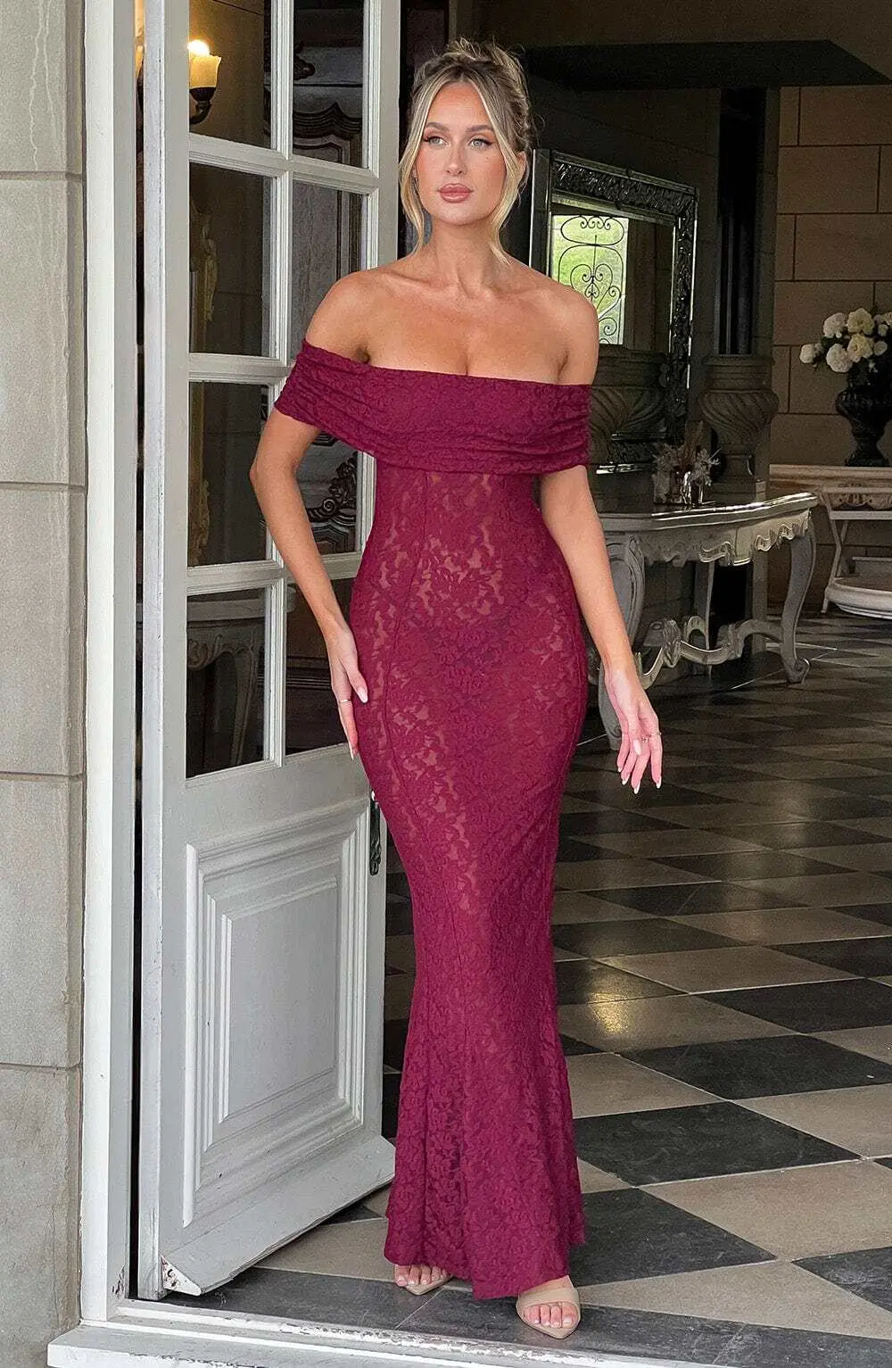 Stephanie Maxi Dress - Burgundy - Image 9