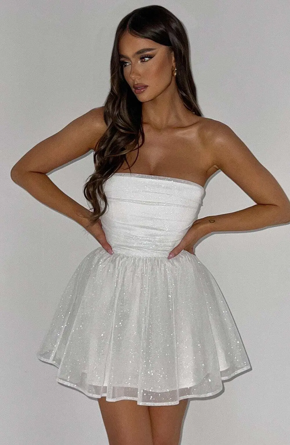 Katrina Mini Dress - Ivory Sparkle - Image 4