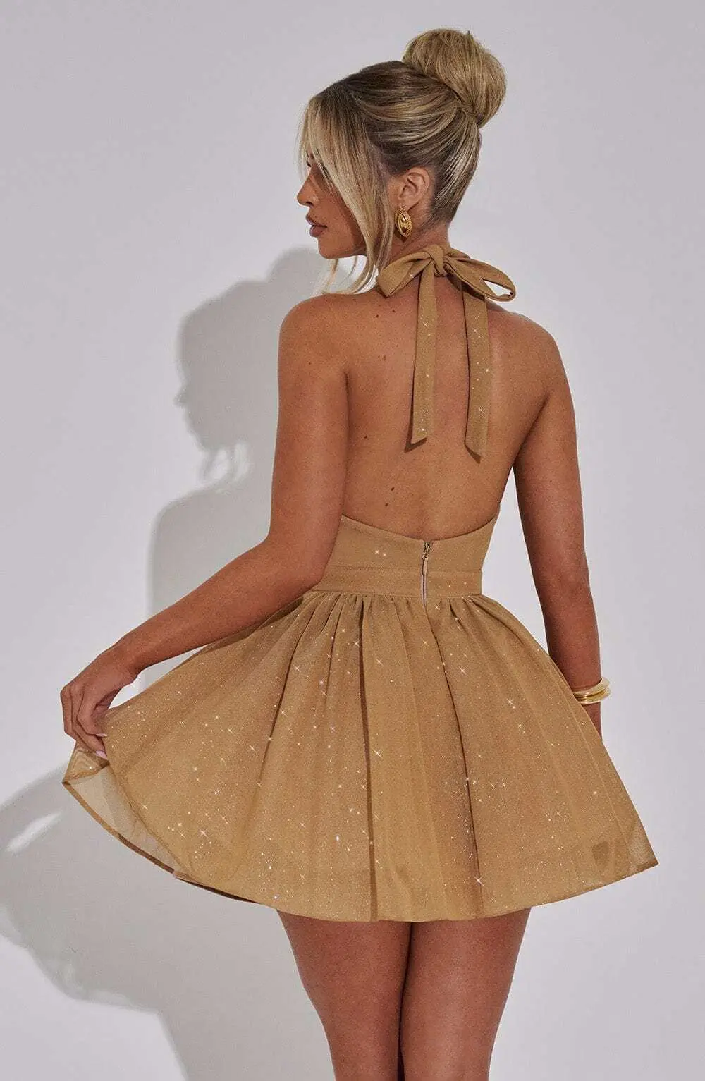 Pippa Mini Dress - Gold Sparkle - Image 8