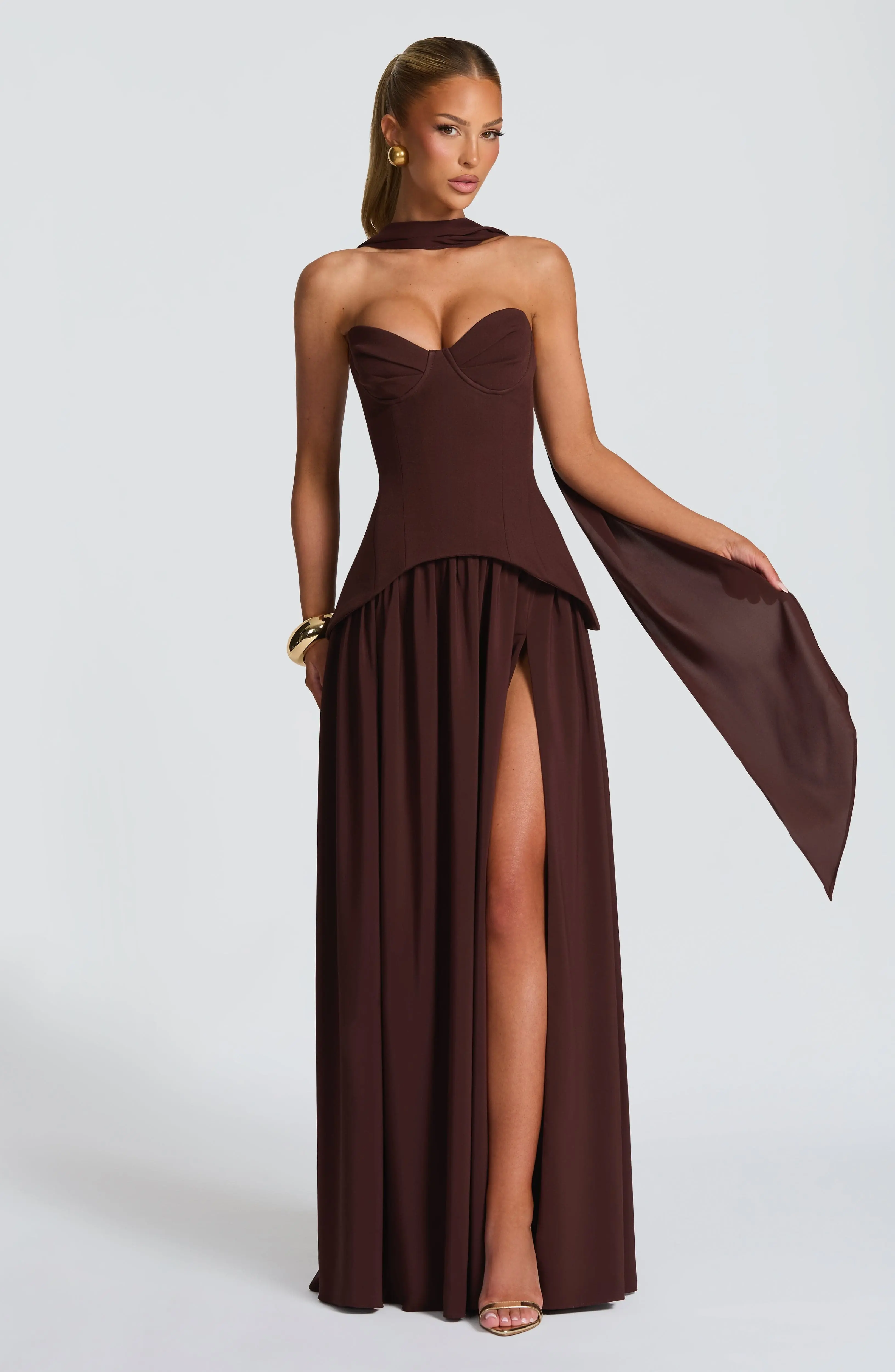 Vietta Maxi Dress - Plum Brown - Image 2