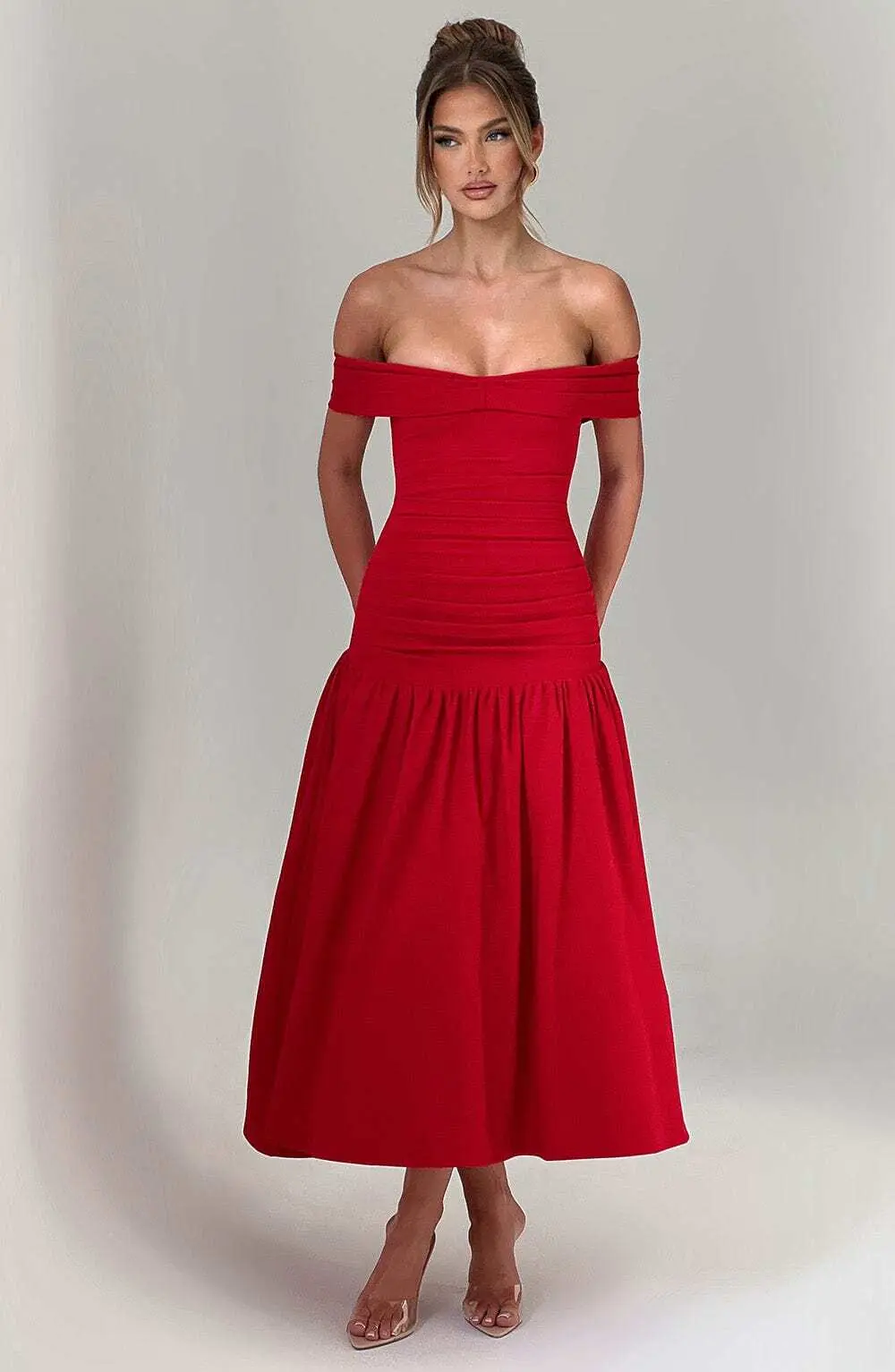 Wilhelmina Midaxi Dress - Red - Image 5