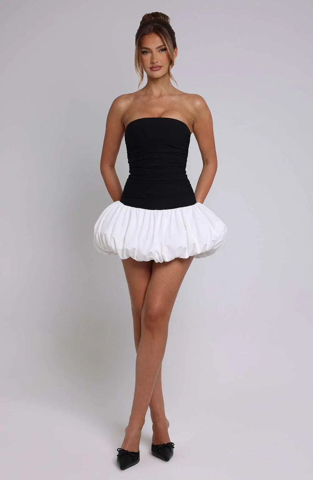 Gemma Mini Dress - Black/White - Image 10