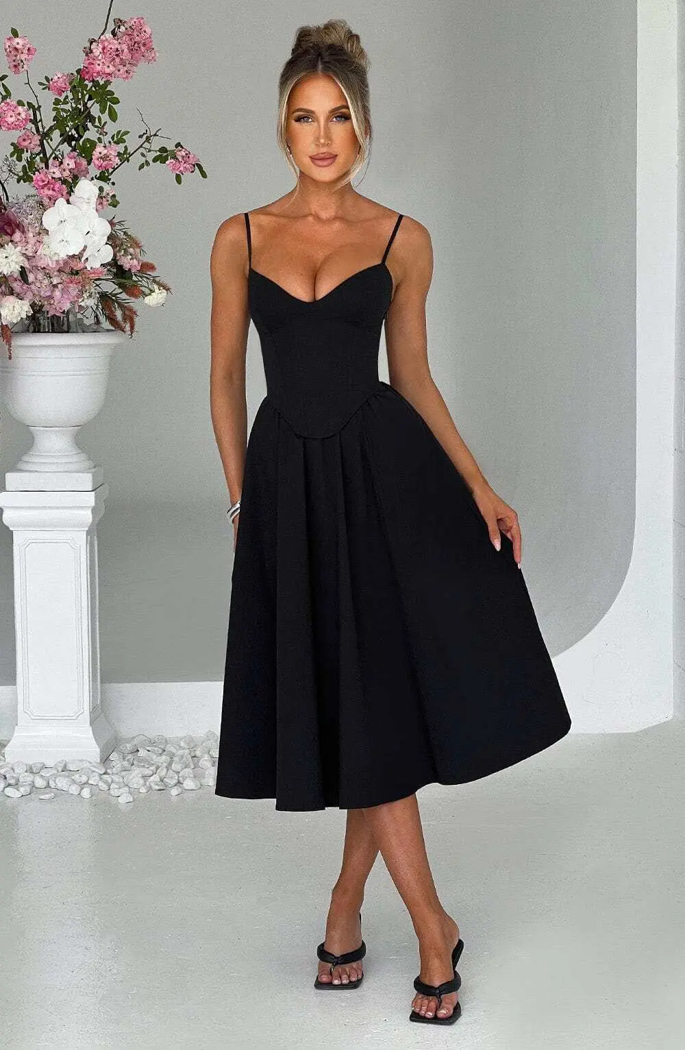 Mariella Midi Dress - Black - Image 4