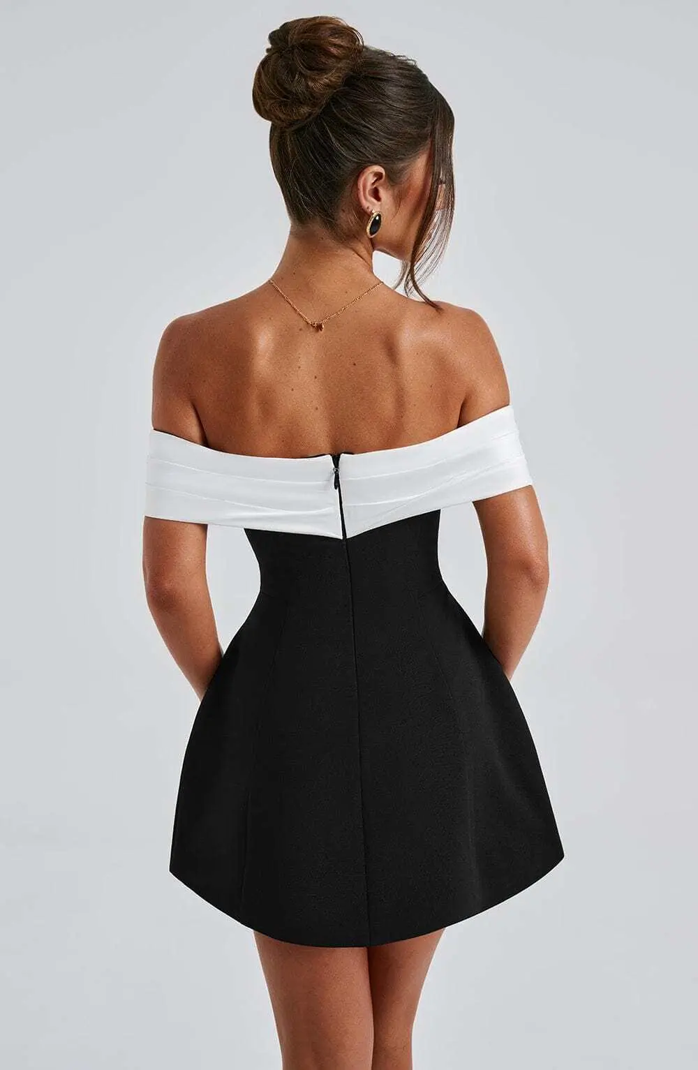 Delta Mini Dress - Black/White - Image 7