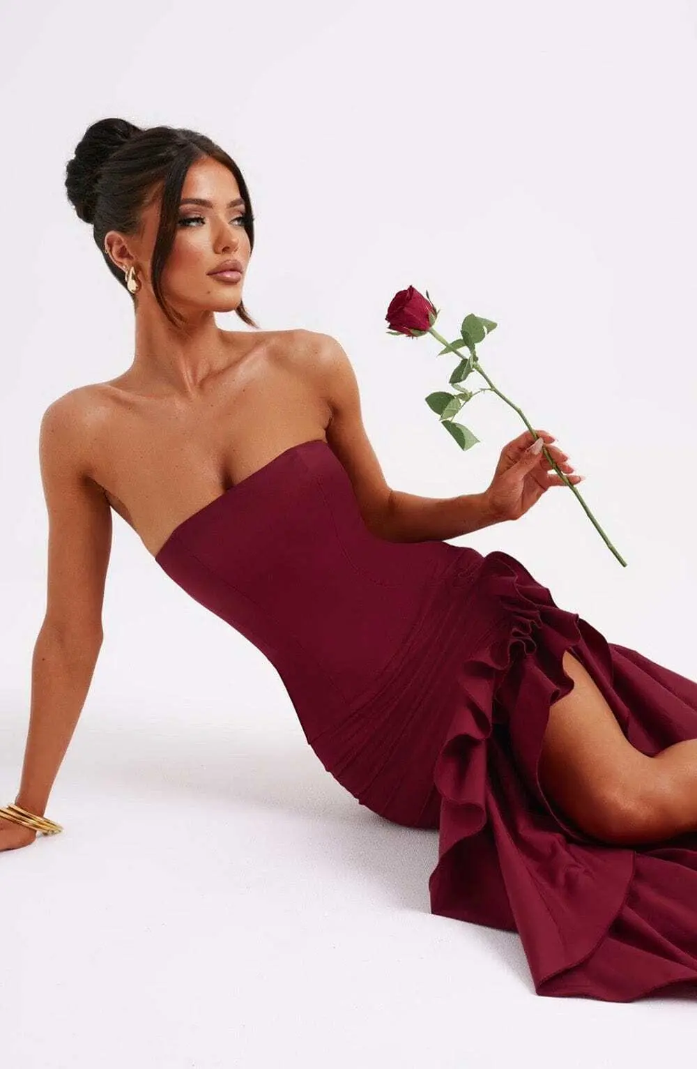 Angelina Maxi Dress - Burgundy - Image 9