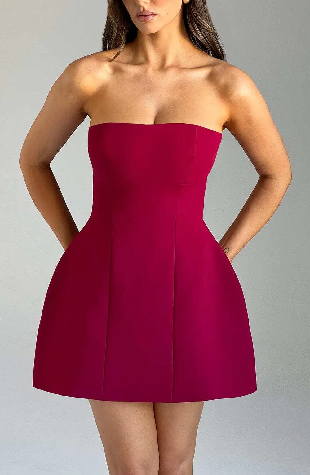 Asha Mini Dress - Wine - Image 6