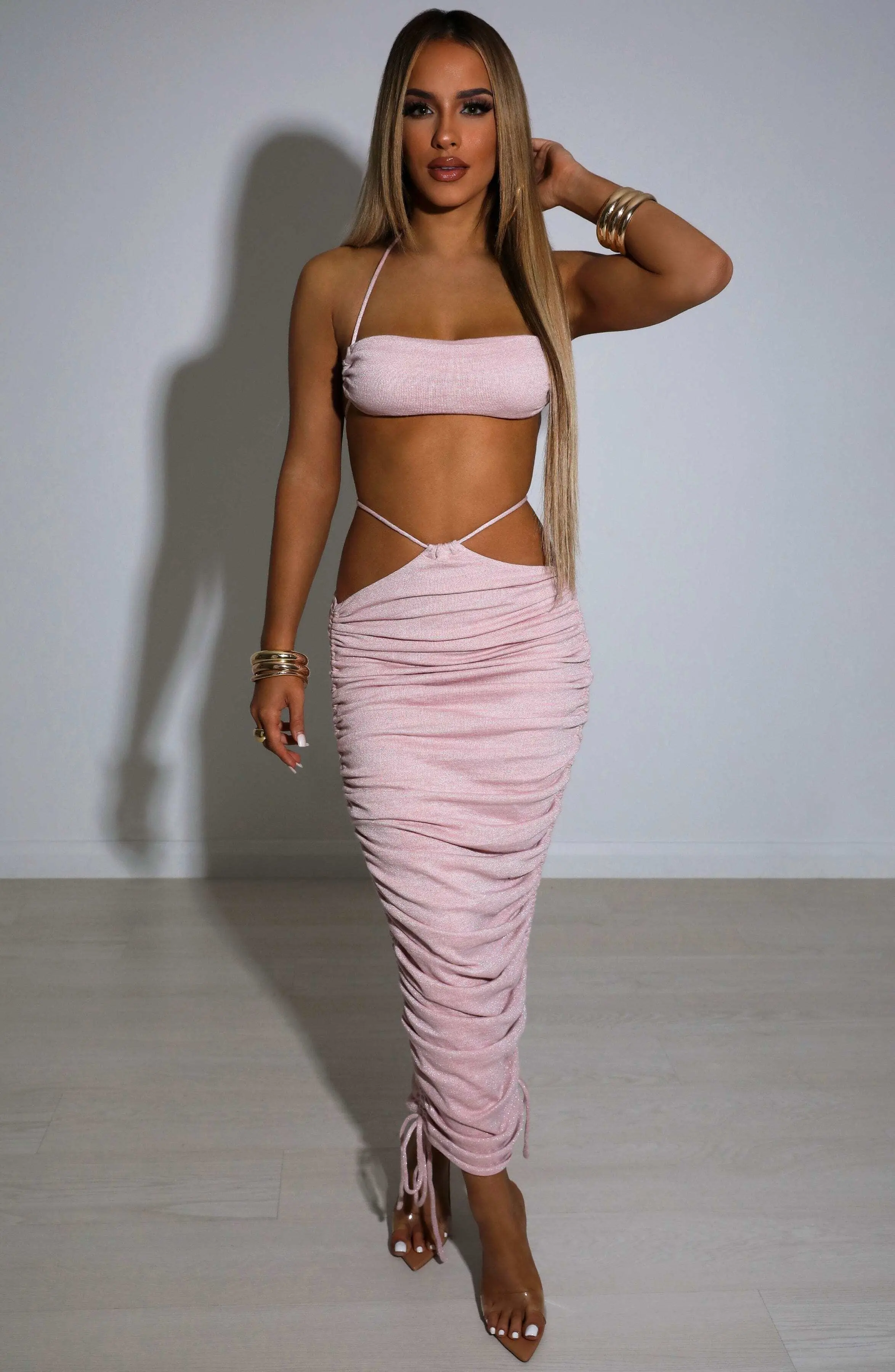 Valencia Maxi Skirt - Baby Pink Sparkle - Image 3