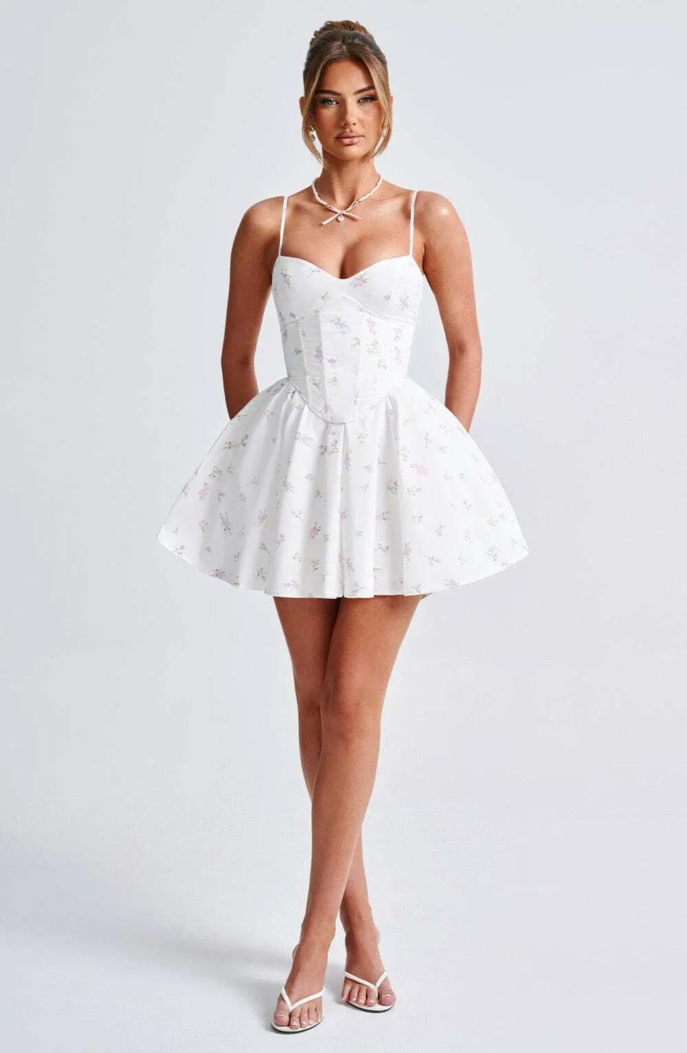 Analeigh Mini Dress - White Multi Floral Print - Image 5