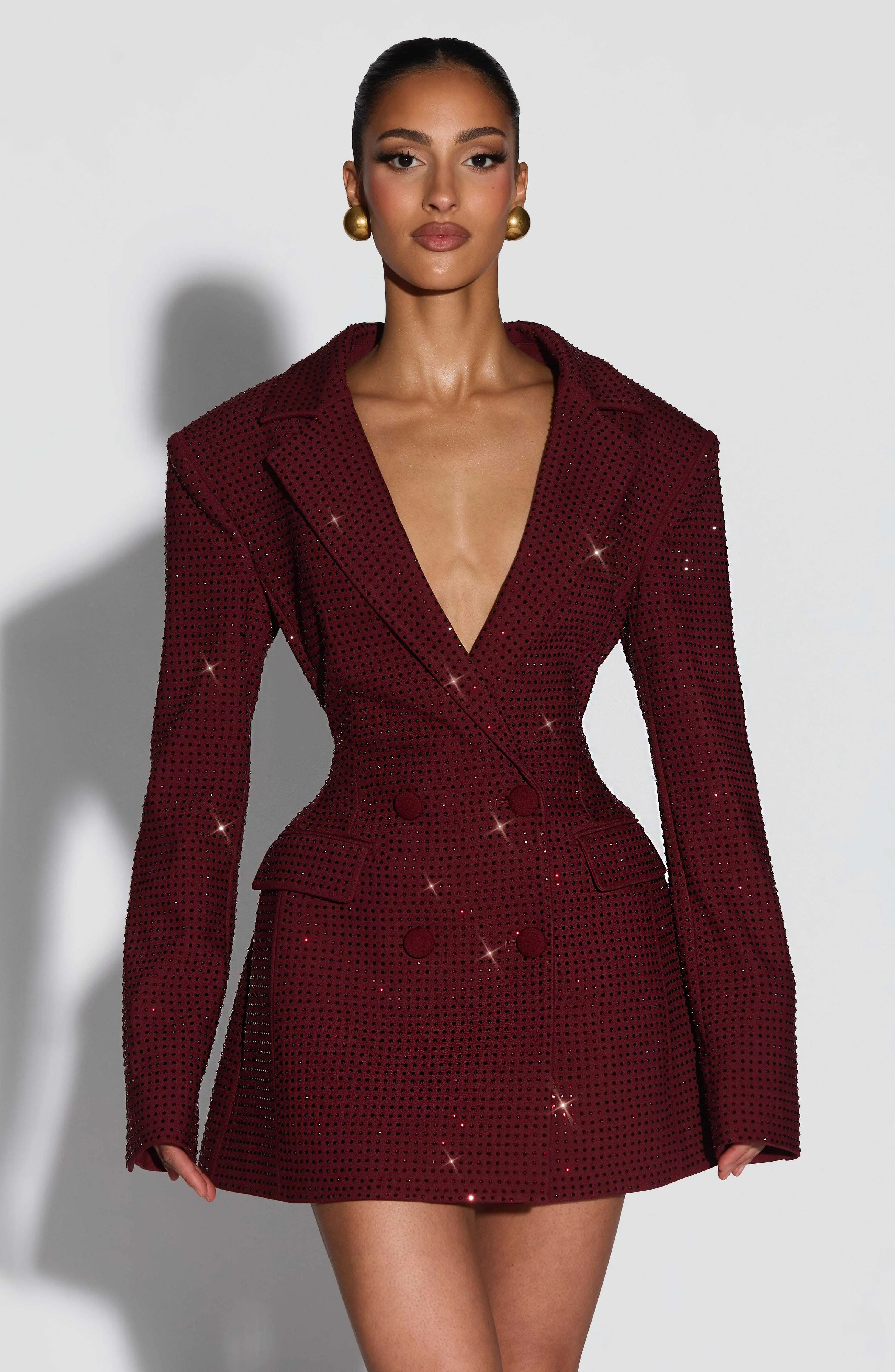 Elvira Mini Dress - Burgundy Sparkle - Image 7