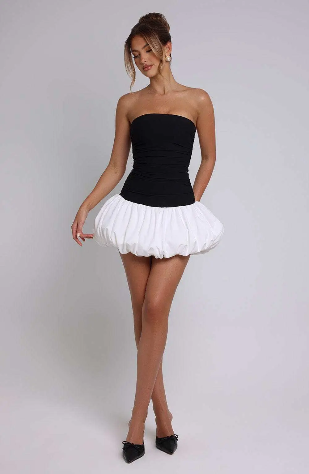 Gemma Mini Dress - Black/White - Image 7
