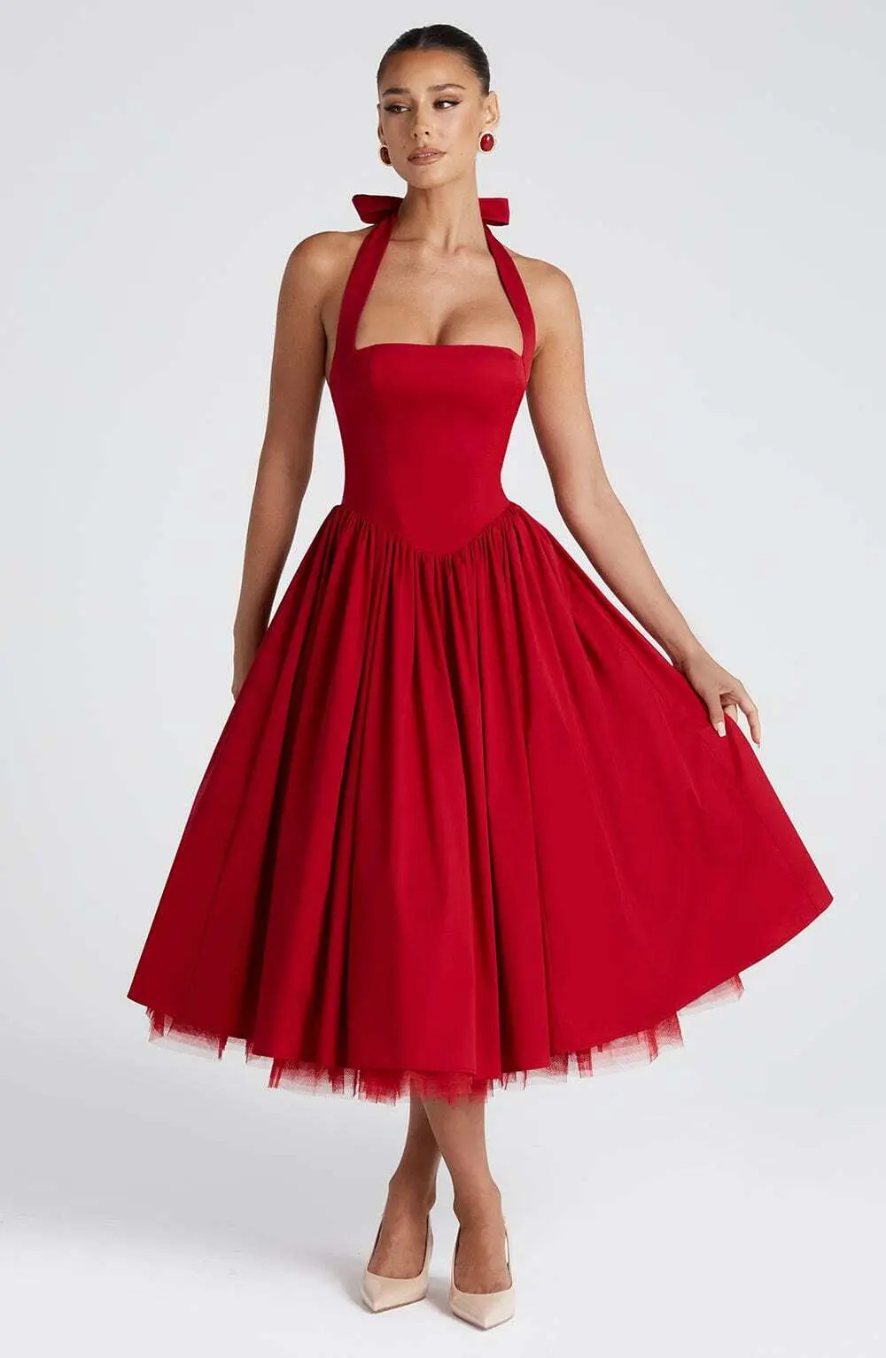Cressida Midi Dress - Red