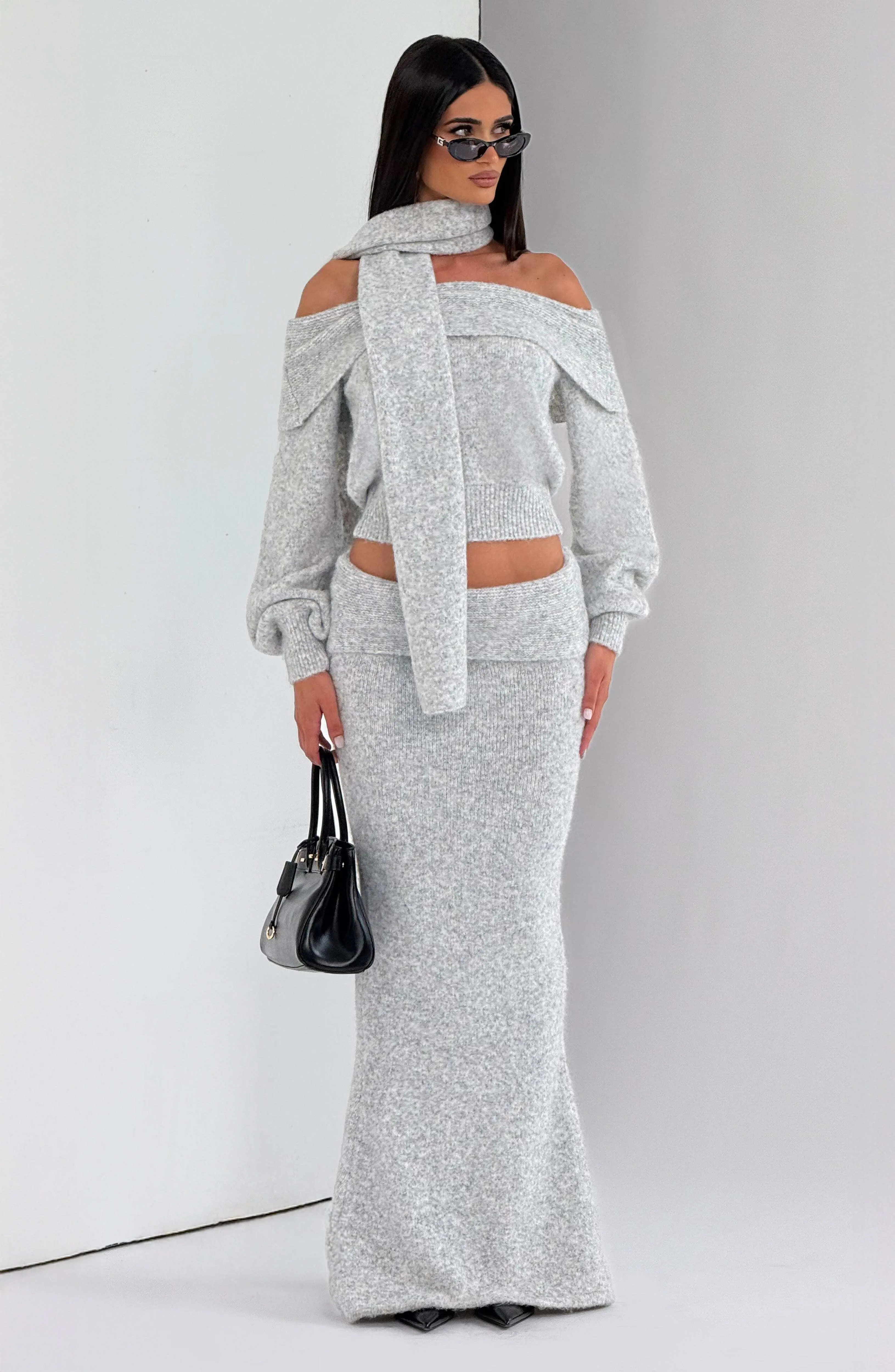 Andie Maxi Skirt - Light Grey Marl - Image 8