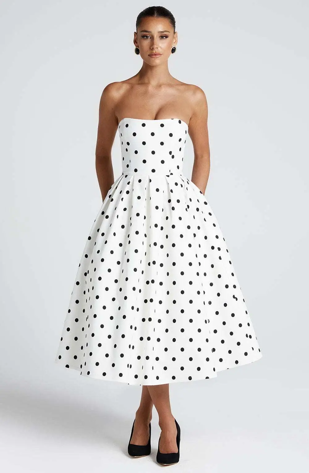 Edith Midi Dress - Black Polka Dot Print - Image 6