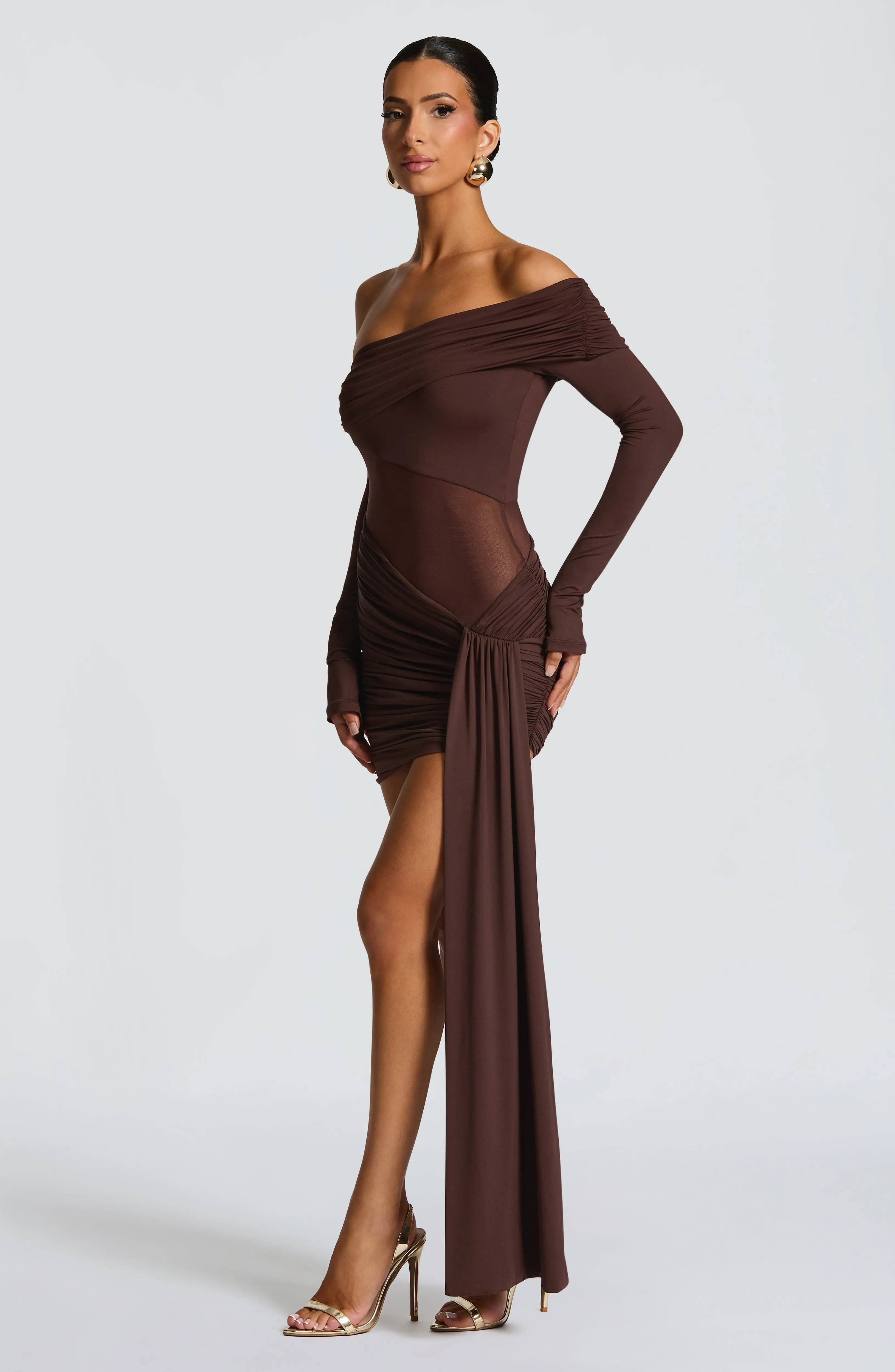 Mavra Mini Dress - Plum Brown - Image 6